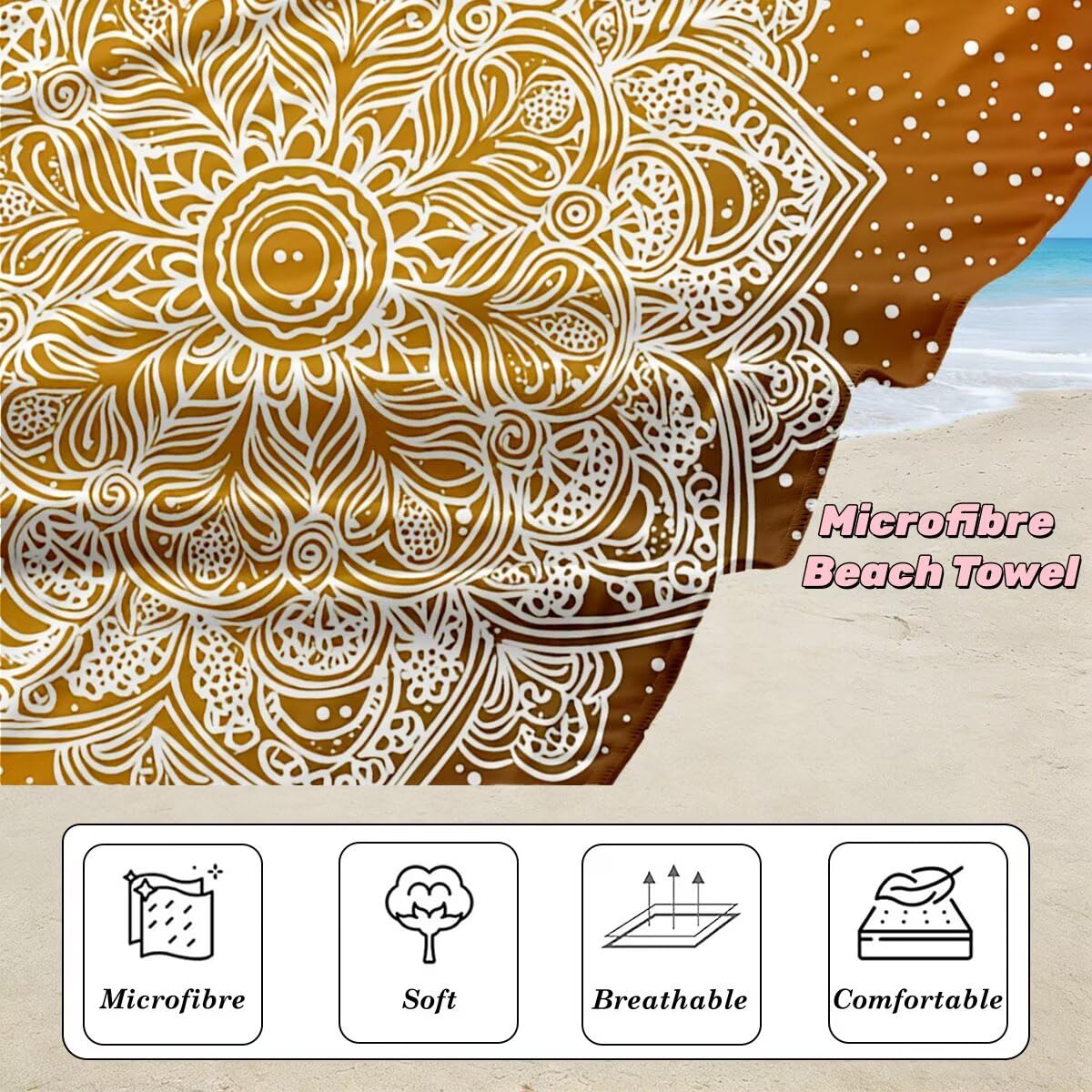 Toalla Playa 100x220 cm, Toalla Gimnasio Microfibra Secado Rapido, Juego de 2 Antiarena Toallas de Playa, Ligera Compacta Toallas Microfibra Grande para Viaje, Regalo Hombre Mujer (Naranja) -4953