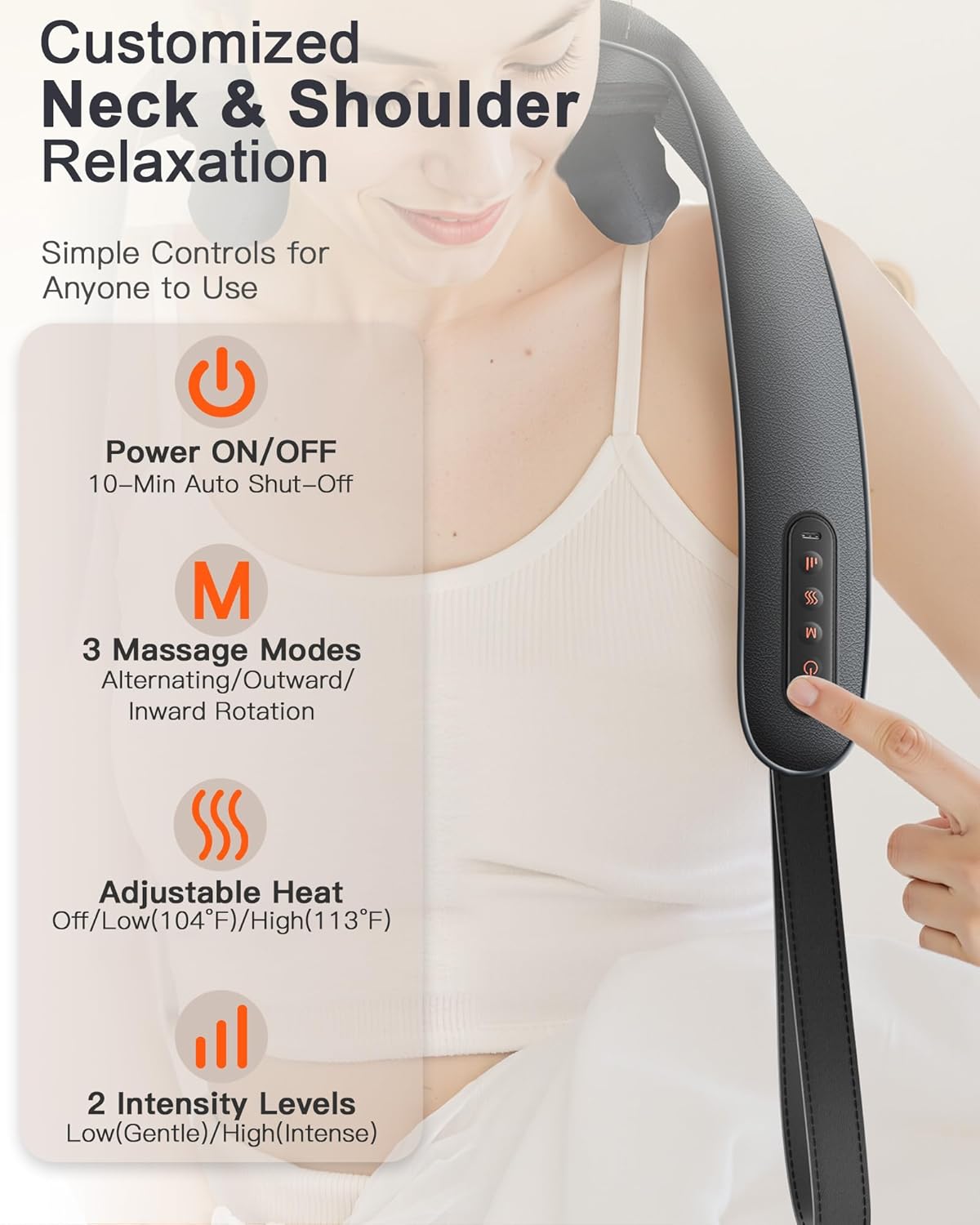 Neck and Shoulder Massager with Heat : Cordless Kneading Neck Massager for Pain Relief Deep Tissue - 3 Modes, 2 Intensity & 2 Heat Settings, Hands-Free Daily Comfort for Office and Home Use