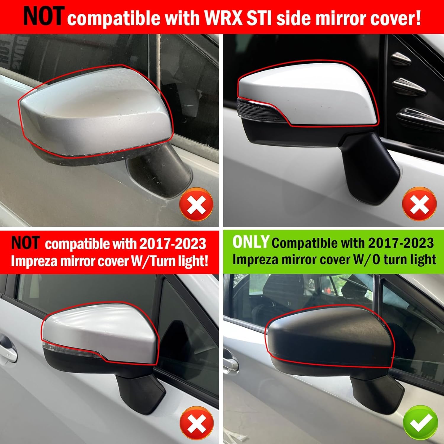 Yumzeco Compatible with Subaru Impreza Side Mirror Cover 2017-2023//Ascent 2019-2023//Legacy Outback 2018 2019,Passenger Side Subaru Mirror Cap W/O Light Replacement Replace for 91054FL01A-Right Black