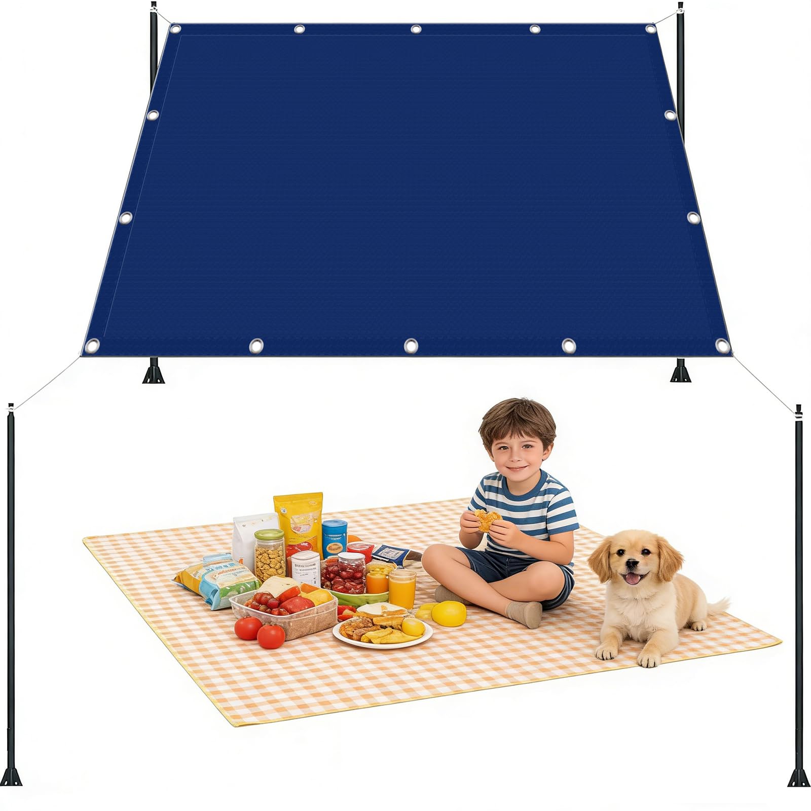 Voile ombrage 170x380 cm imperméable bleu foncé pour balcon