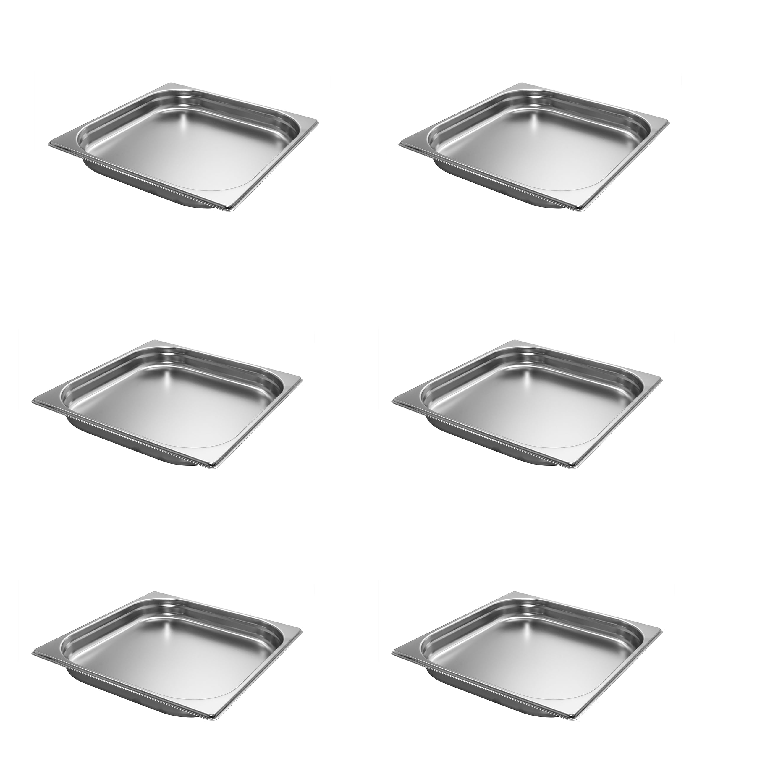 6 Stück GN 2/3 Gastronormbehälter GN-Behälter Edelstahl 2,3 Liter Tiefe 40mm Gastronorm