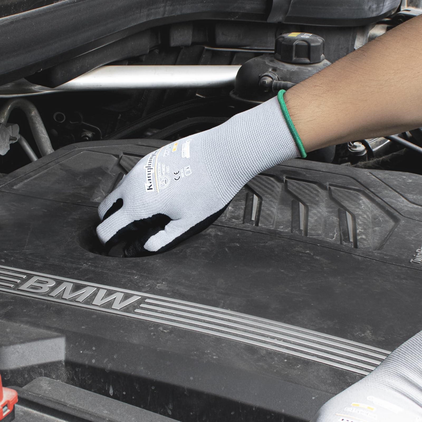 3-Paris - Guantes de trabajo pequeños para hombres y mujeres, guantes protectores de seguridad con revestimiento de nitrilo con agarre, ideales para jardinería, almacén, mecánico, trabajos de