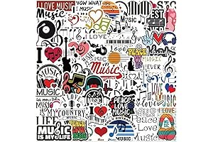 52PCS Music Stickers,Water Bottles Laptop Car Decal - Perfect Music Lovers Gifts...