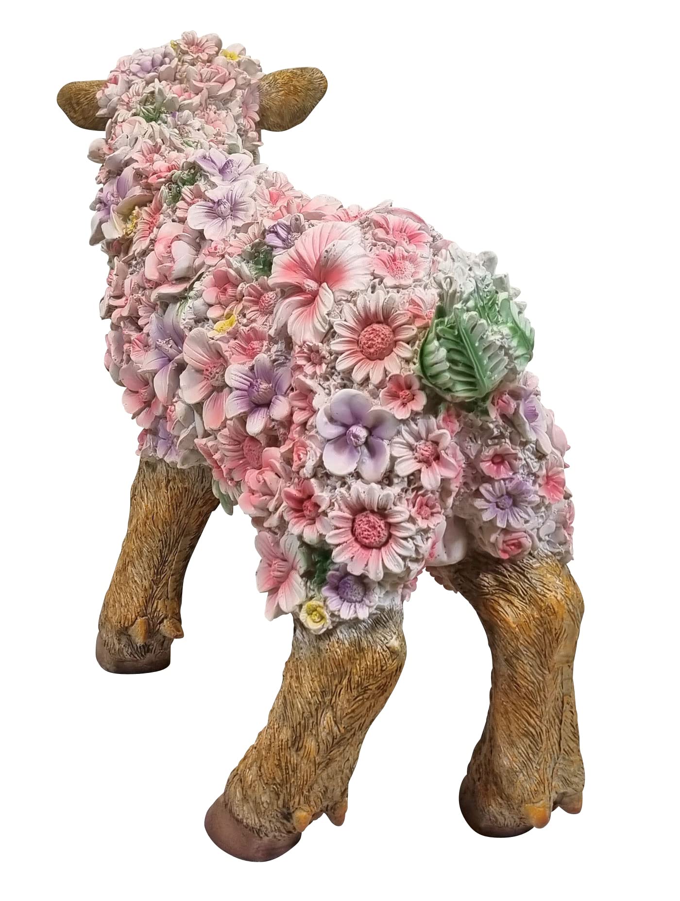 Gartenfigur mit Blumen Blumentiere als Gartenfiguren für draußen wetterfest Tierfiguren mit Blüten Deko für Beet Terrasse Balkon (groß, Ziege stehend)