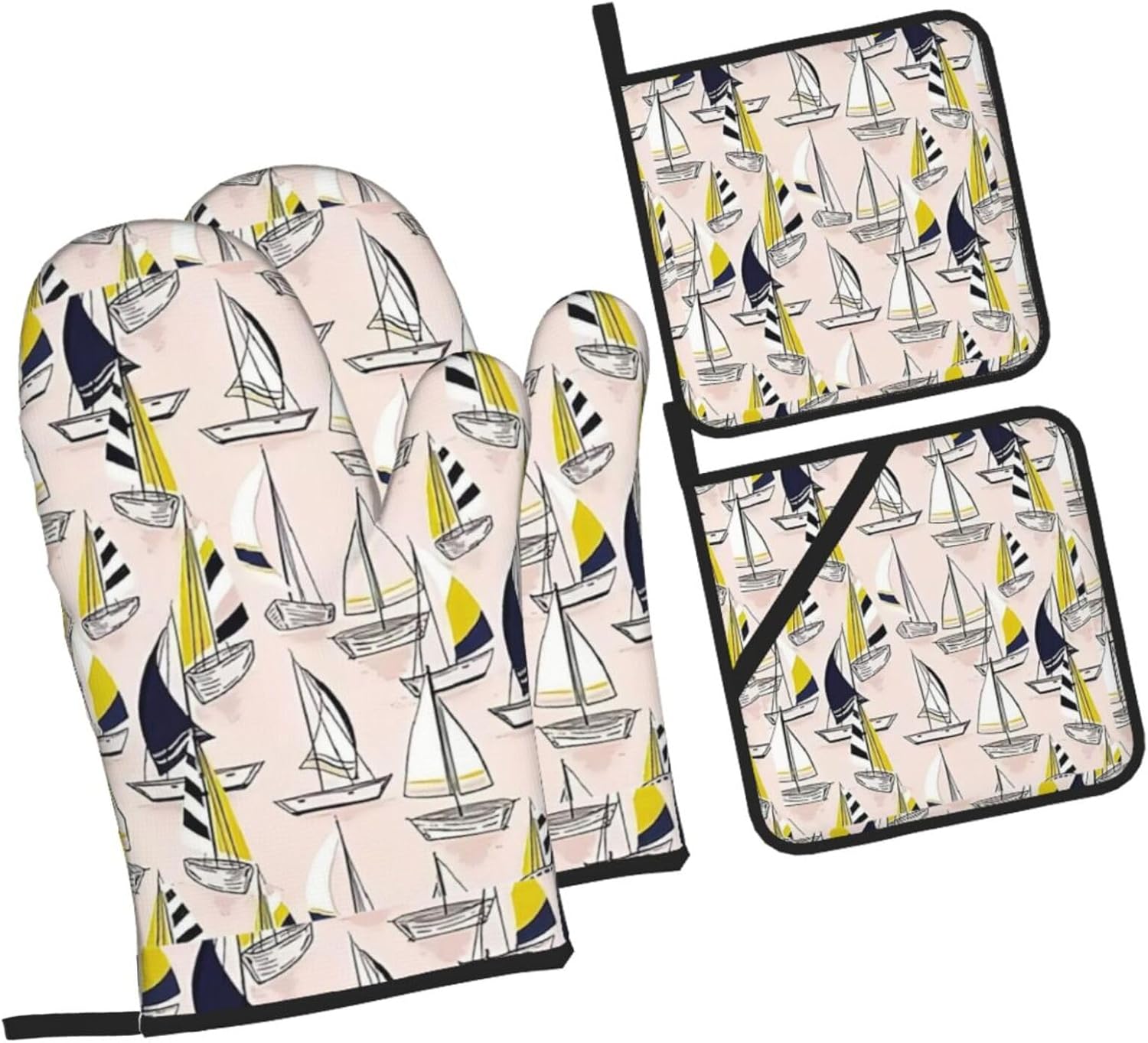 Red Sketch Sailing Kitchen baking four piece set, fit for cooking and baking, oven, microwave, and outdoor barbecue