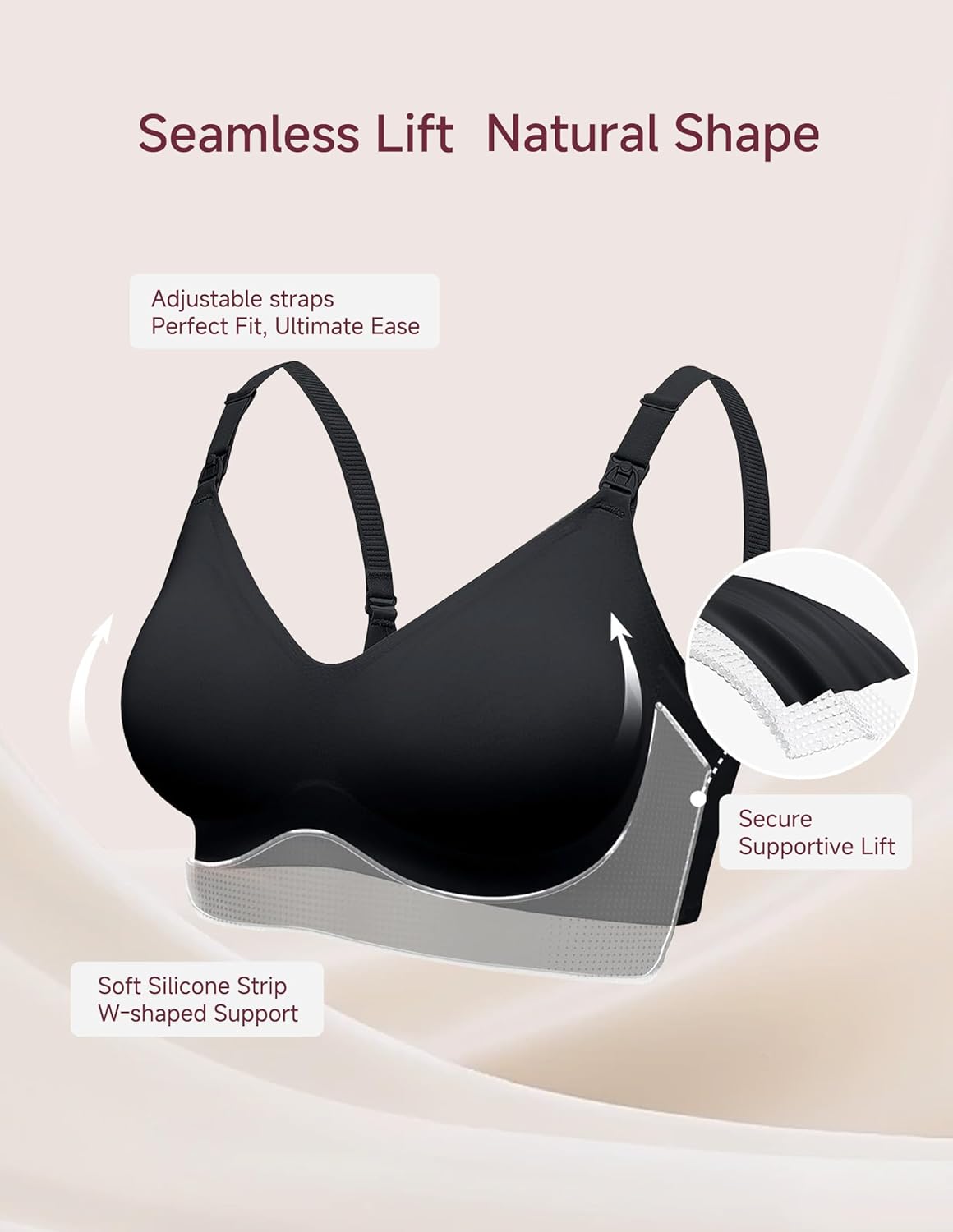 Nursing Bras for Breastfeeding Seamless Wireless Support Maternity Bra Comfy Pregnancy Sleep Bralette with Extenders - Image 2