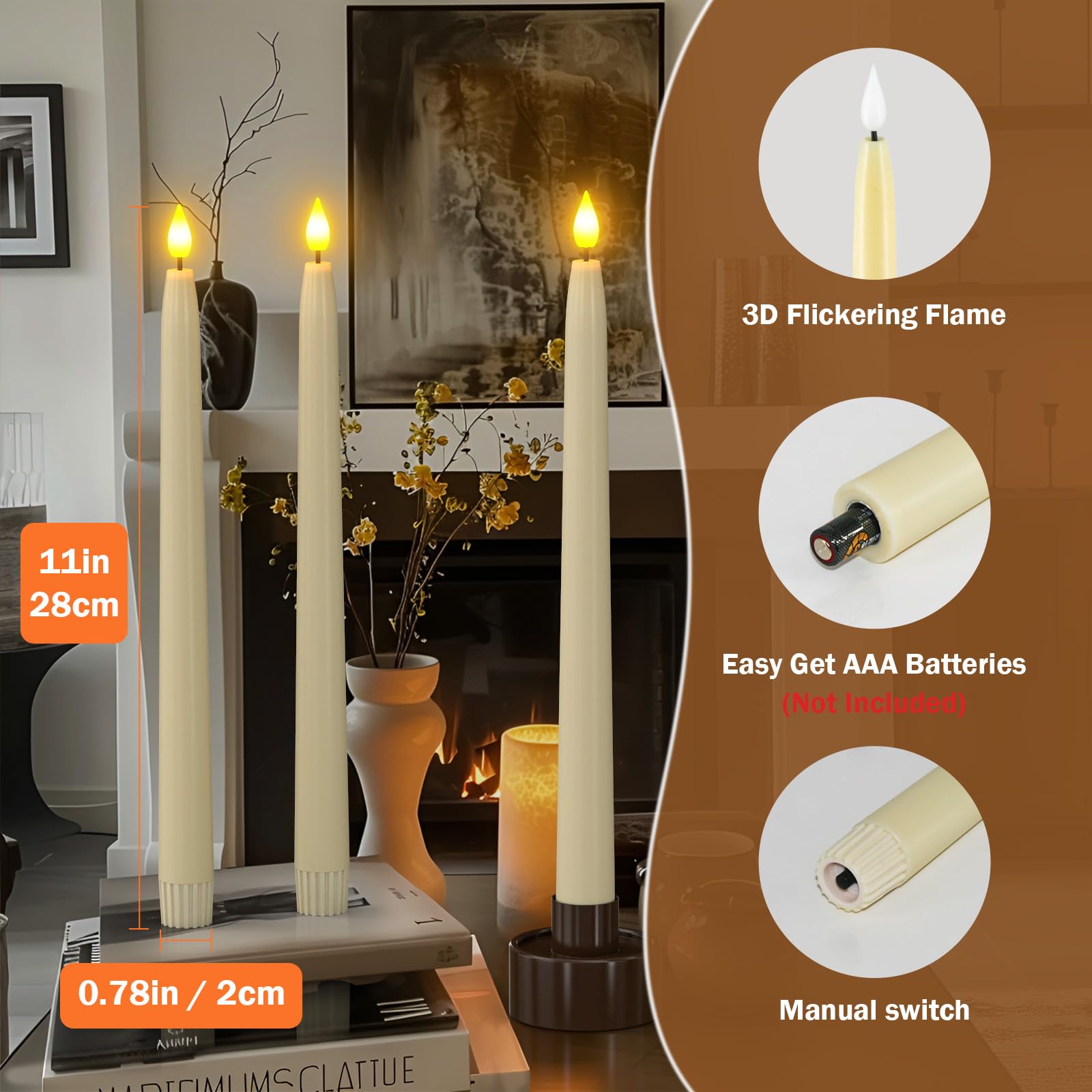 PChero Bougie Chandelier LED Decorative, Lot de 60 Fausses Bougies à LED Flamme Vacillante Bougie Electrique avec Télécommande pour Deco Noel Anniversaire Maison Chambre Mariage