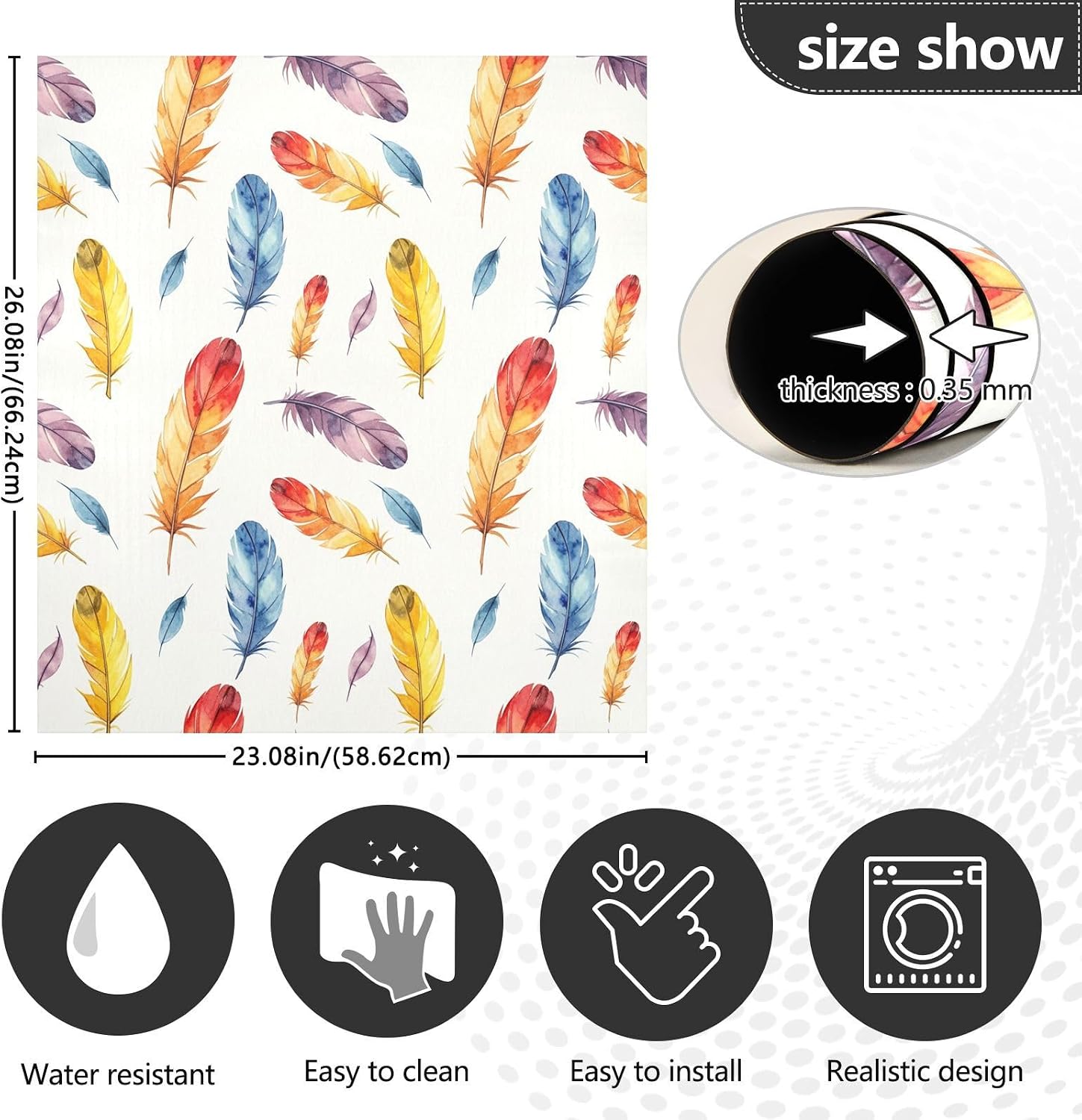 QUGRL Colorful Feathers Watercolor Style Dishwasher Magnet Cover Front Door Decorative Refrigerator Covers Magnetic Sheet Sticker Wash Machine Fridge Panel Decal for Kitchen Appliance 23x26 in