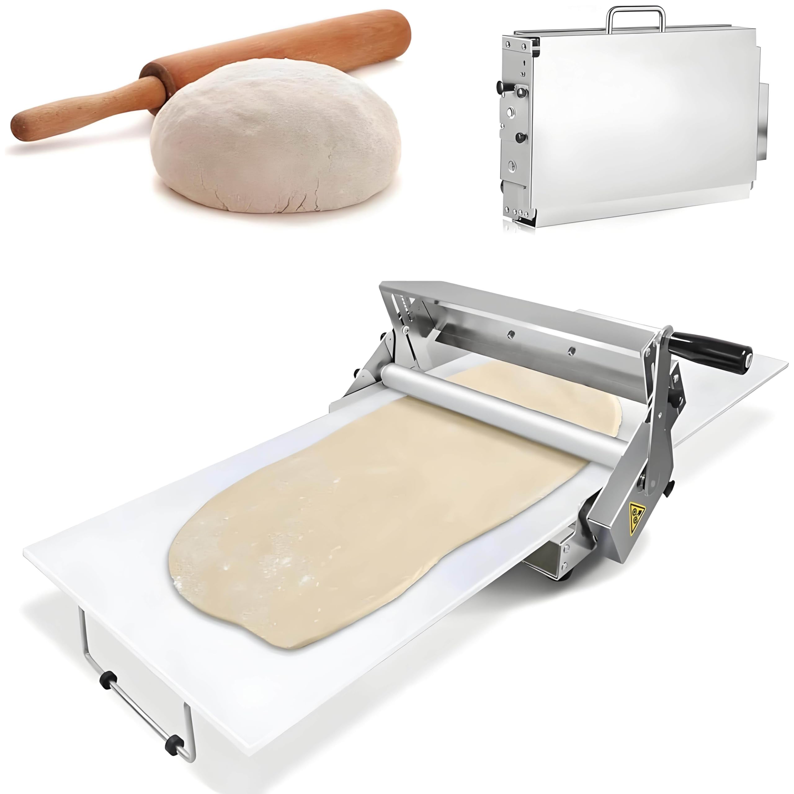 Manuelle Teigausrollmaschine, Faltbare Teigrollmaschine mit 11,8"/15,7"-Brettern, Manuelle Teigausrollmaschine aus Edelstahl für den Heimgebrauch, Manuelle Teigrollmaschine,90x40cm