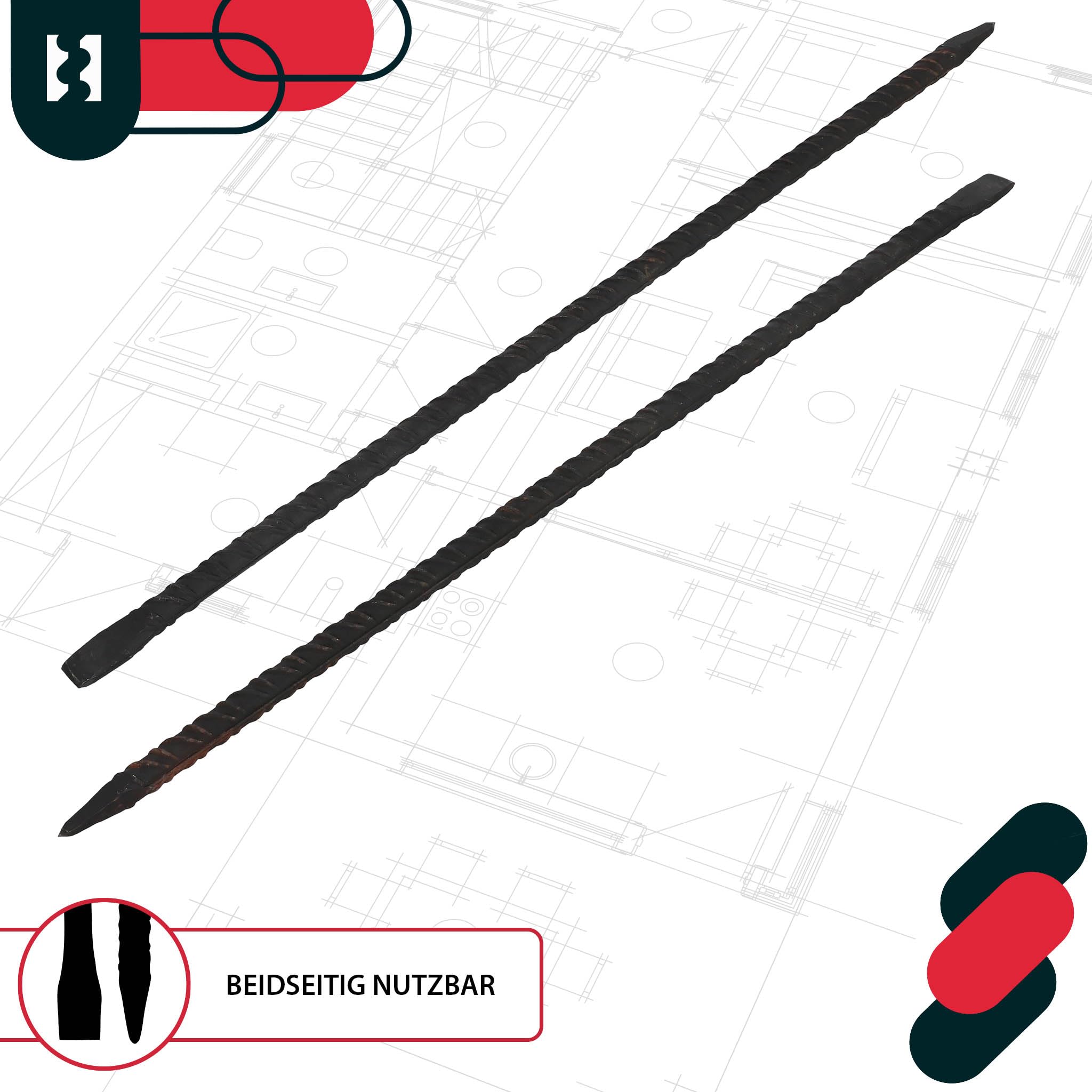 KOTARBAU® Cavalletto 100 cm doppio lato con lama dritta e punta