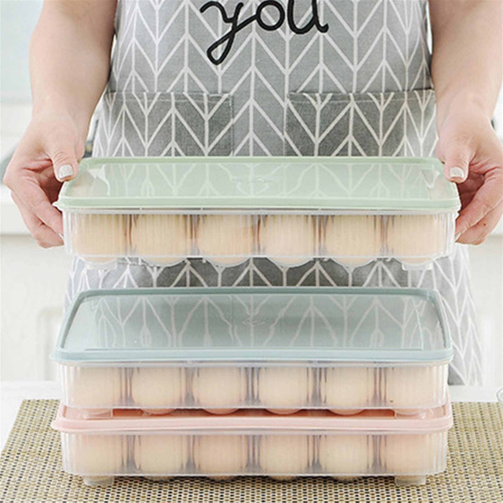 Cubo de Huevos para Nevera, Caja de Almacenamiento de Huevos, Organizador de Nevera, Caja de Huevos Frescos, Soporte de Bandeja de Cocina, Caja de Huevos