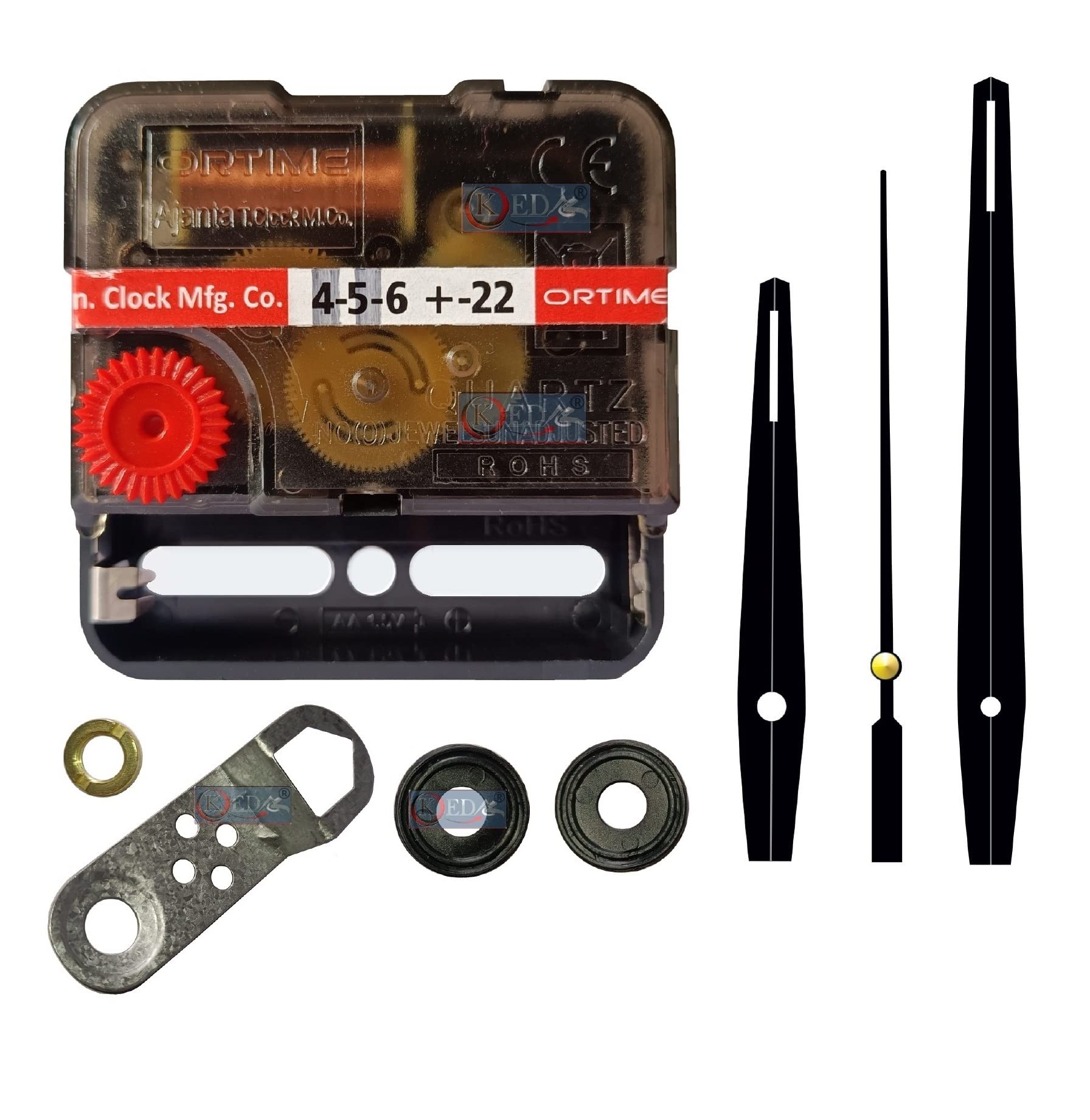 KEDAR® Ajanta Quartz Ortime Sweep & Silent Movement Machine for Wall Clock with Fancy Needles (Made in India)-S001