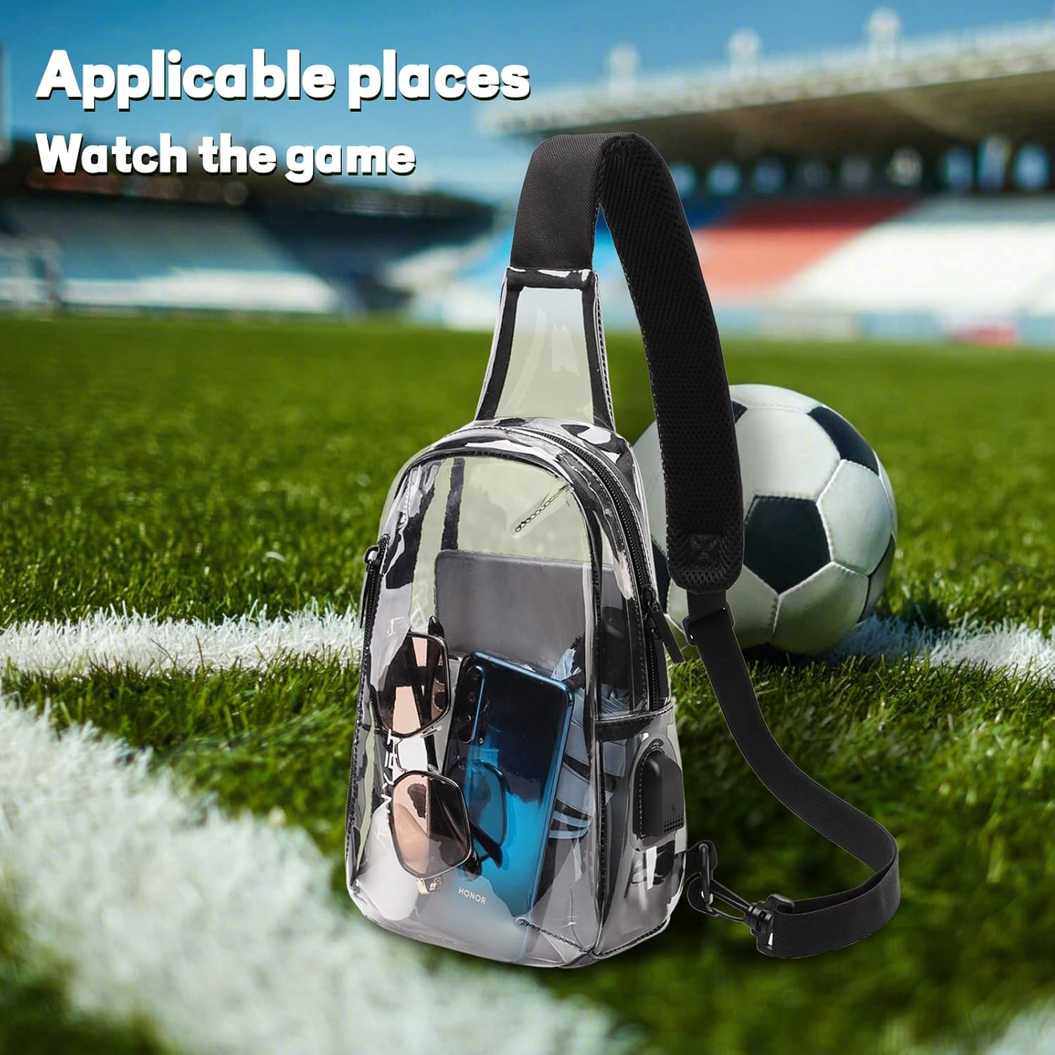 TINYAT Clear Sling Bag Stadium Approved Transparent Bag Crossbody Casual Shoulder Chest Bag for Men Women,T9060 - Image 9