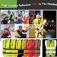 Vista 3 de Añade tu nombre y texto en el chaleco de seguridad reflectante de alta visibilidad Clase 2 ANSI, personaliza tu texto, ropa de trabajo, 5 bolsillos