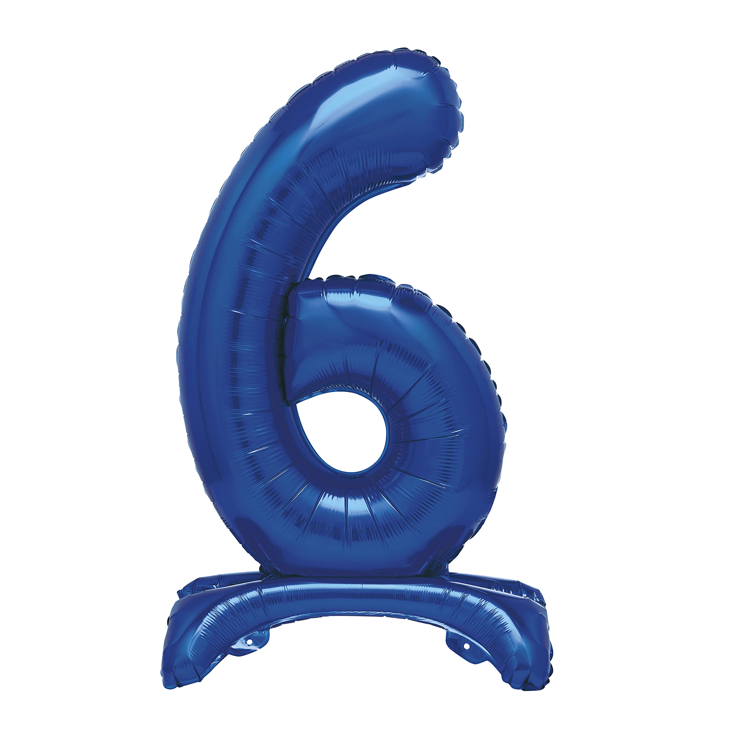 Unique Blue Standing Number 6 Foil Balloon 30", Packaged