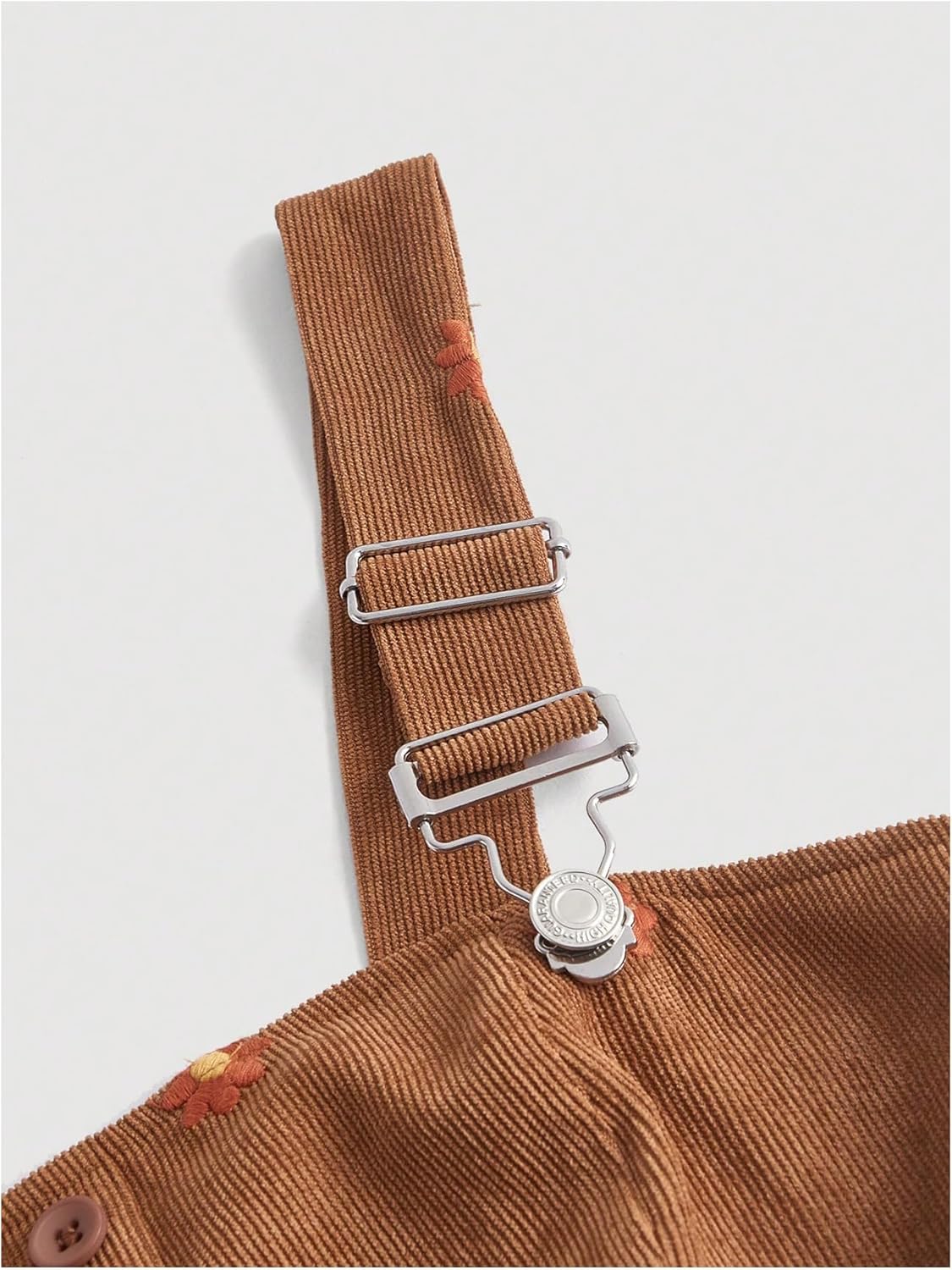 WDIRARA Women's Floral Embroidery Flared A Line Overall Dress Button Front Straps Pinafore Suspender Dresses - Image 2