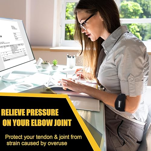 Miniatura 4 de Paquete de 2 coderas para tendinitis y codo de tenista, soporte de codo para mujeres y hombres, alivio del dolor de codo y recuperación, color rojo