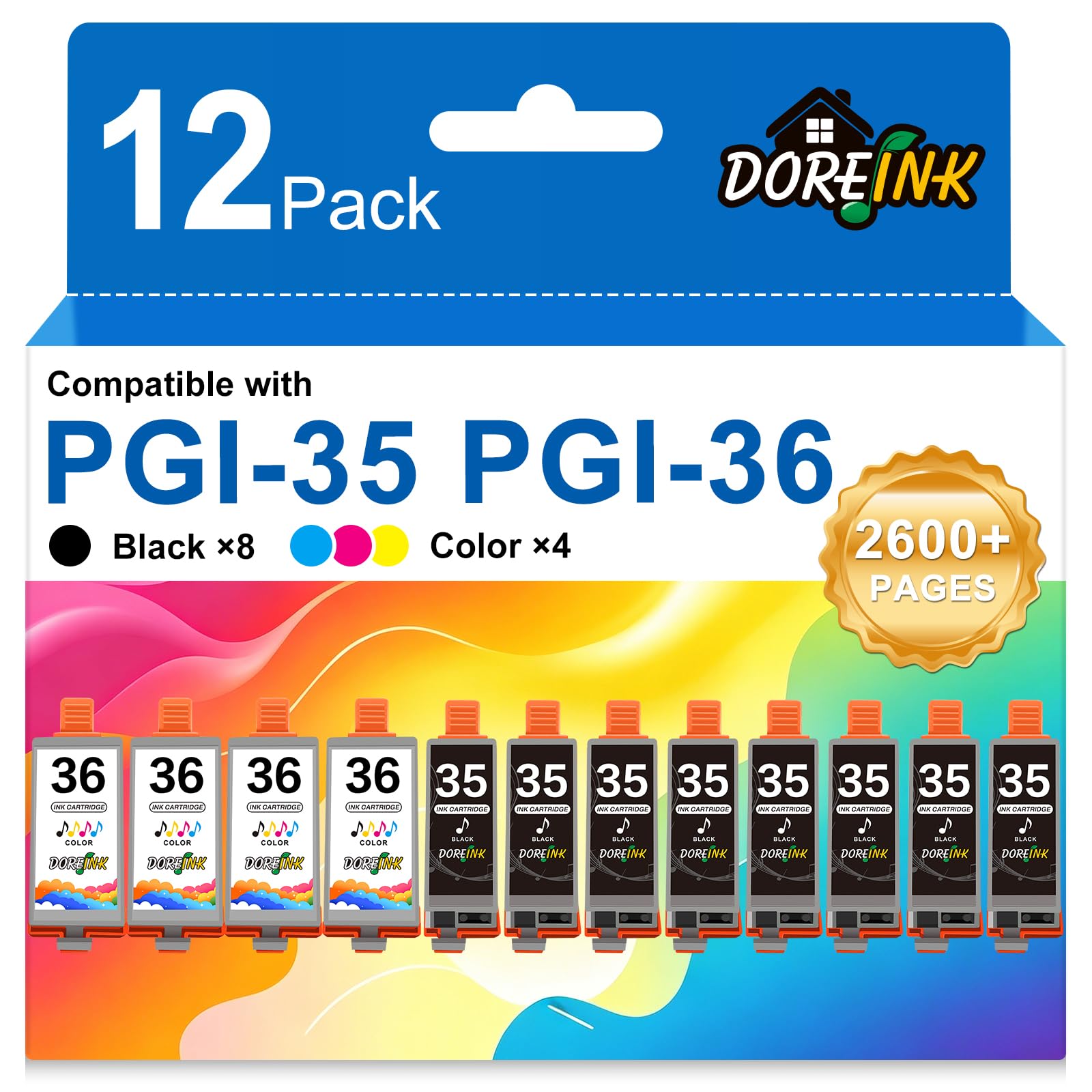 Amazon.co.jp: DOREINK PGI-35 CLI-36 交換用インク12個パック Canon