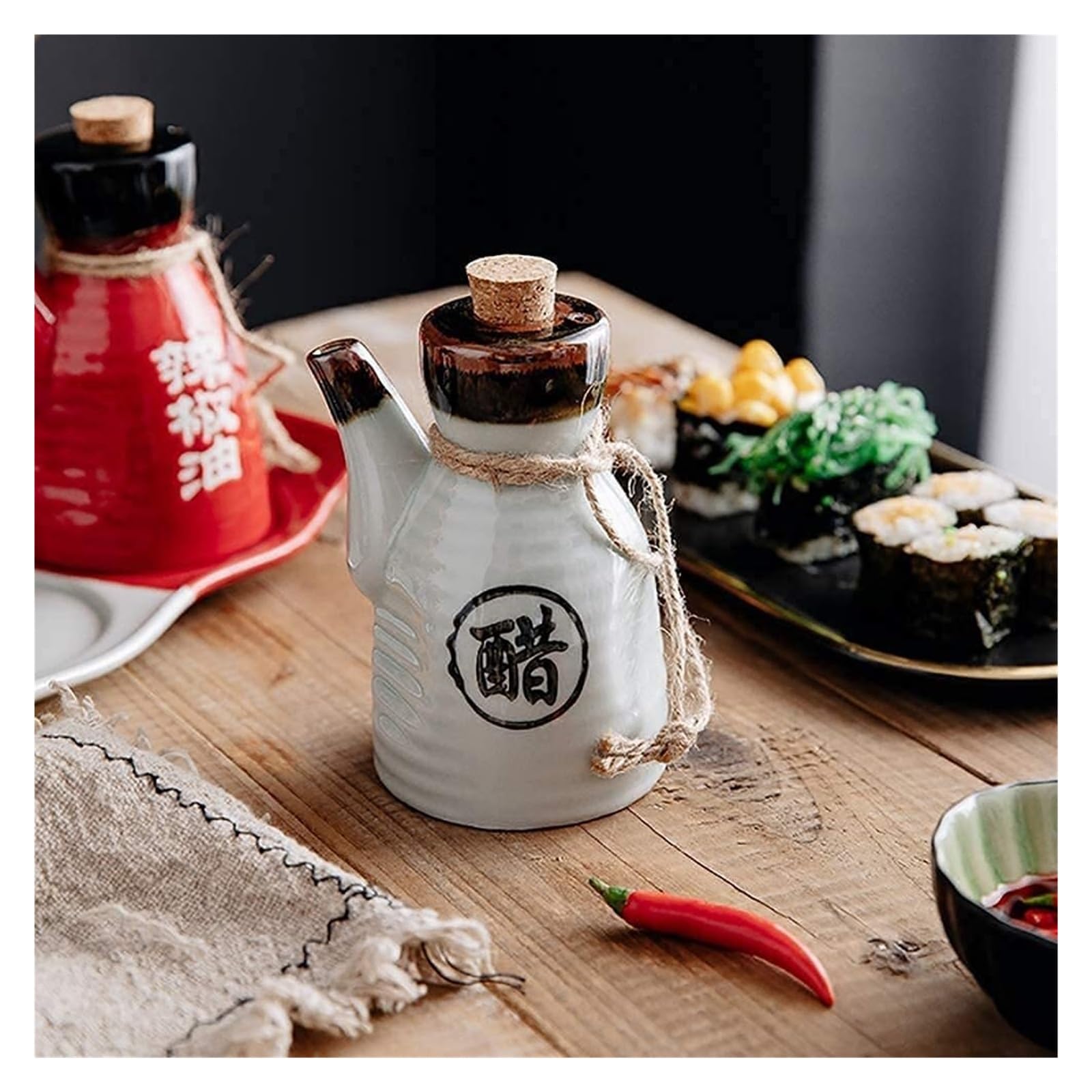 Distributore di Olio e aceto, Bottiglia di Salsa in Ceramica in Stile Europeo, Bottiglia di Ceramica, ampolla per Salsa di soia o aceto con versatore per la Cucina
