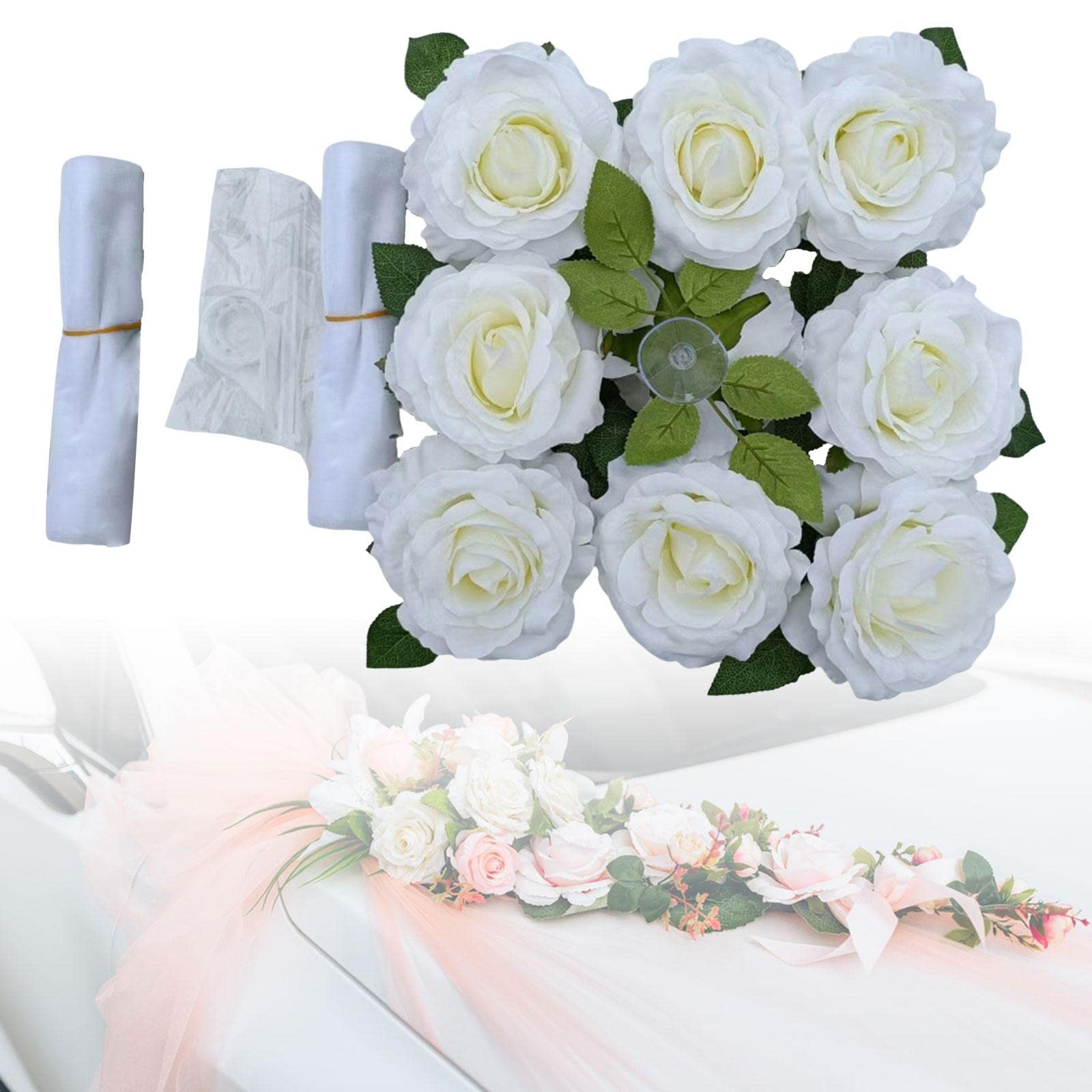 3 Set mit Hochzeitsschleifen für Auto, Blumendekoration, DIY, für Zeremonie, Festival, Kirche, Weiß