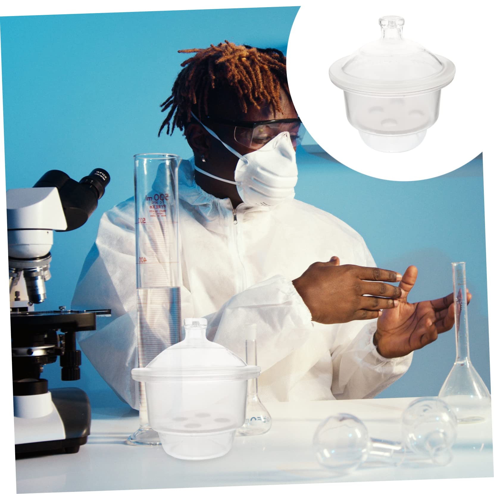 MAGICLULU Bocal de Séchage en Verre sous Vide 150 Mm pour Laboratoire, Dessiccateur Chimique Résistant la Corrosion, Pot Déshydratant Solide pour Matériel Scientifique