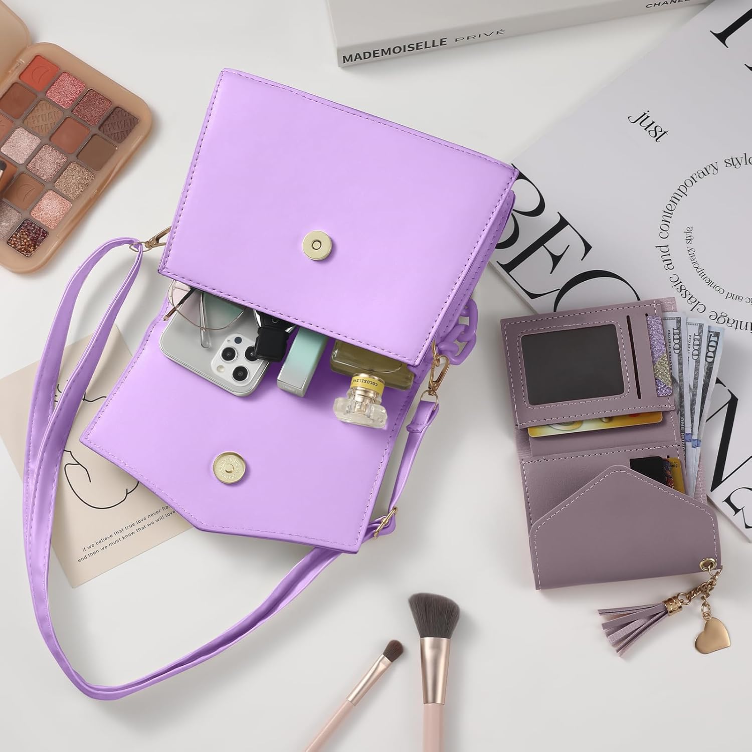 Small Crossbody Bags for Women Girls Trendy Top Handle Satchel Purses with Detachable Acrylic Chain - Image 7