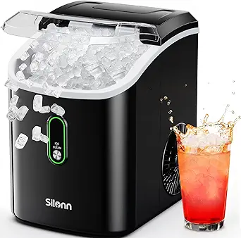 Silonn Nugget Ice Maker Countertop, Pellet Ice Machine with Self-Cleaning Function, Produces 33lbs of Chewable Ice in 24 Hours