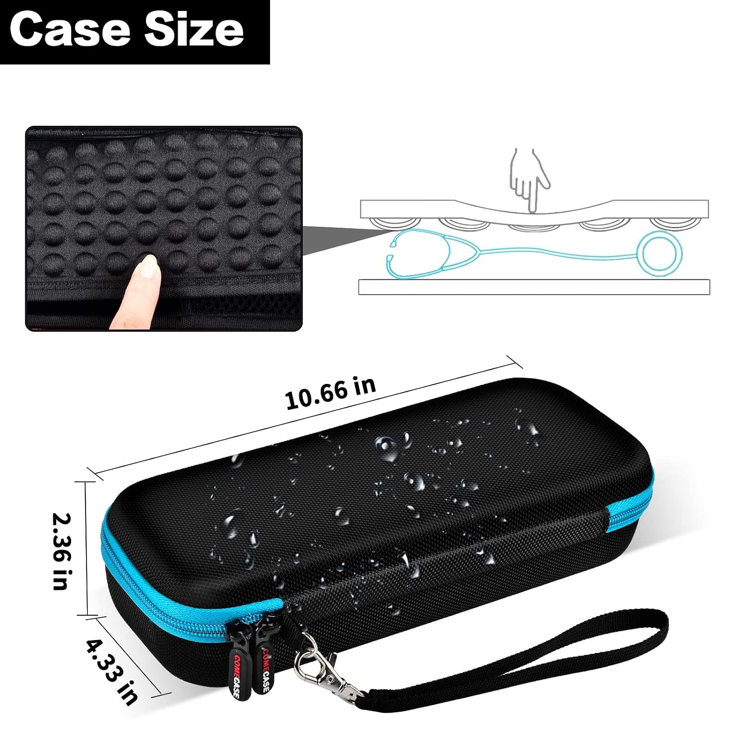 Stethoscope Case Organizer for 3M Littmann Classic III/Lightweight II S.E./ Cardiology IV Diagnostic/MDF Acoustica Deluxe Stethoscopes and More, Storage Carrying Bag for Nurse Accessories - Black