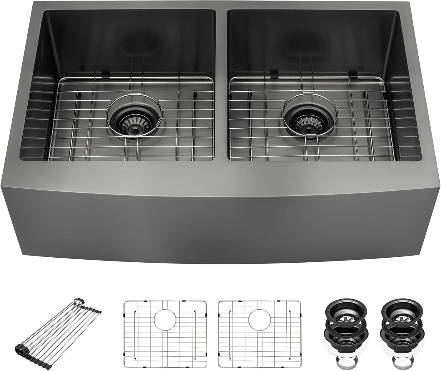 Beslend 33”x21”x10” Gunmetal Black Stainless Steel Farmhouse Kitchen