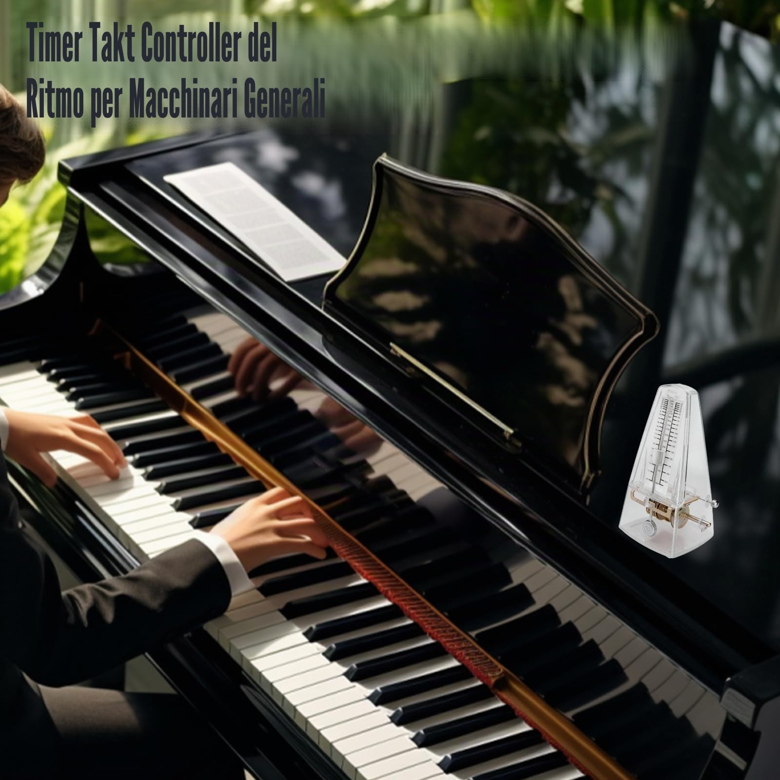 Metronomo meccanico, 87 × 201 × 110 mm, metronomo pianoforte, metronomo ad alta precisione battito 0, 2, 3, 4, 6, per esercizi musicali, adulti, bambini, principianti, professionisti, noce