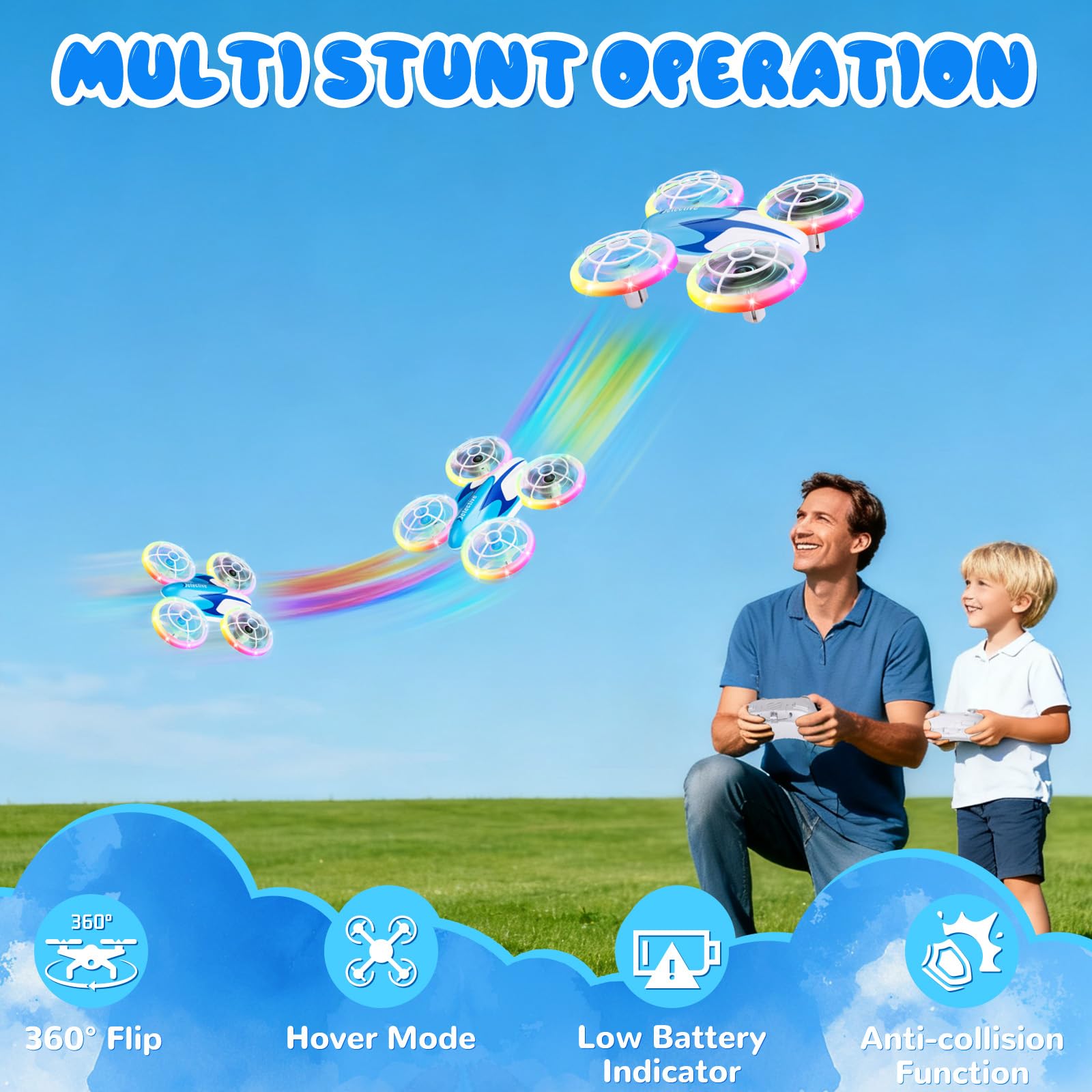 Skeufy Mini Drone for Kids for Beginner Kids drone with LED light, Altitude Hold, 3D Flip, Headless Mode - Image 4