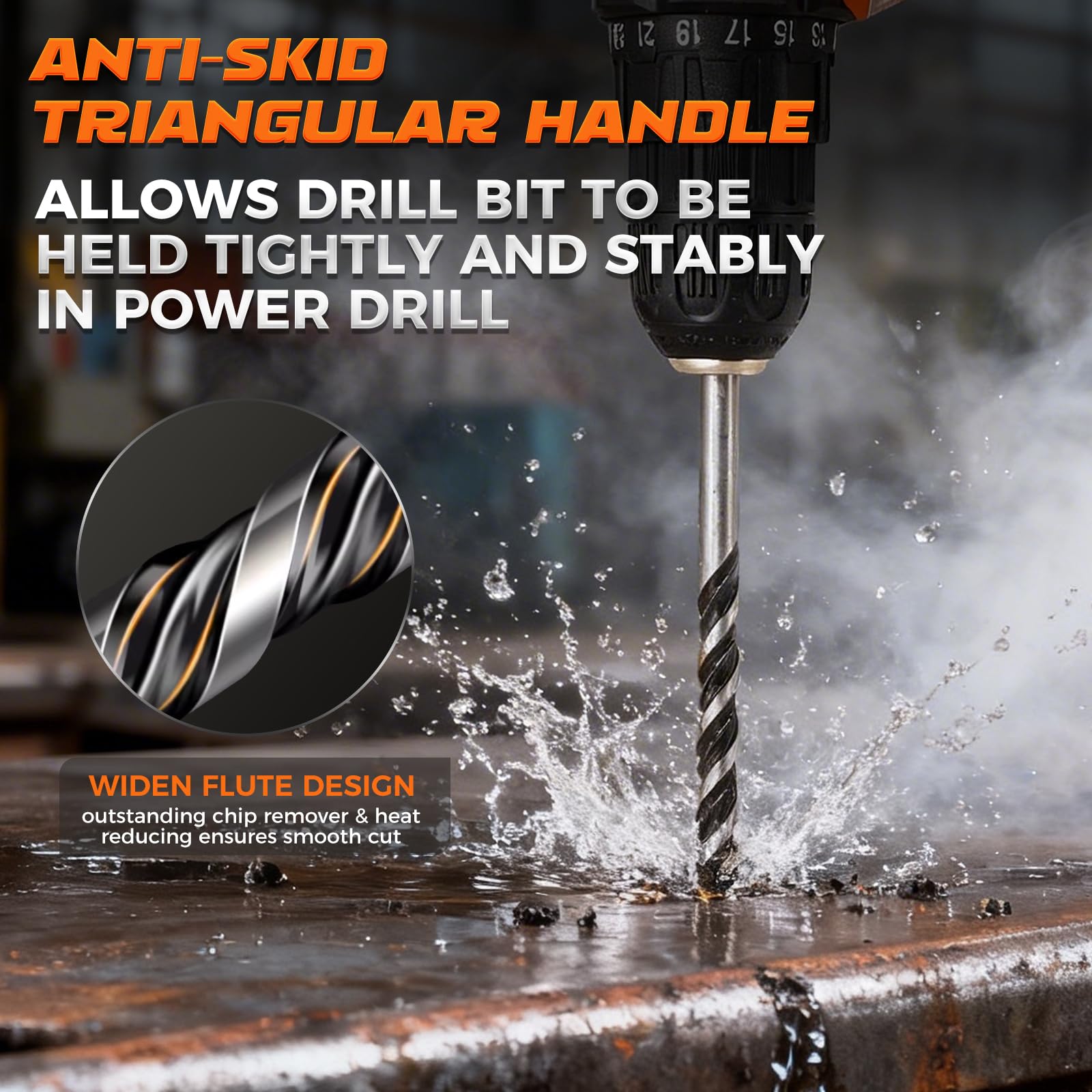 Masonry Drill Bits - 10 Pcs, 1/8" to 1/2" -3