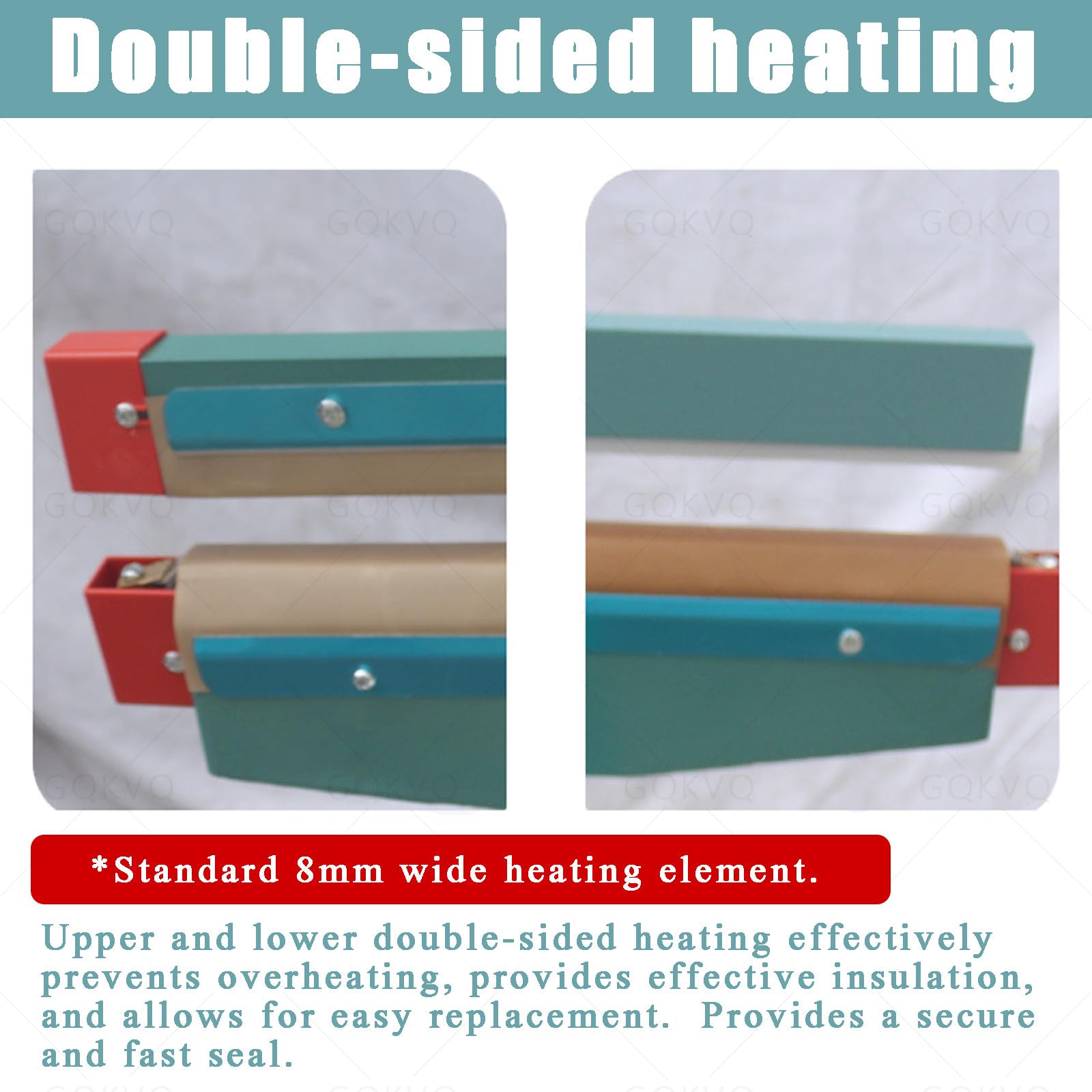 Máquina de sellado por impulso para papel de aluminio y bolsas de plástico, ancho de sellado de 8 mm, tiempo de calentamiento ajustable para calefacción de doble cara, ideal para uso doméstico y