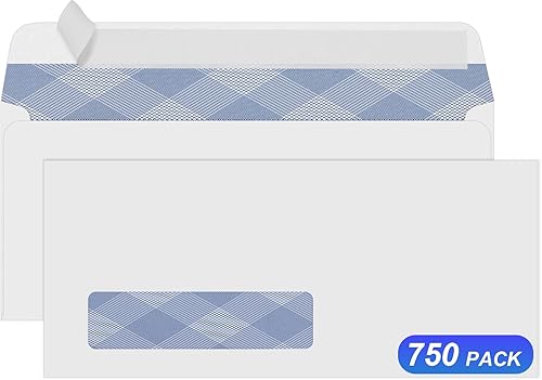 Sobres de una sola ventana 750#10, sobres de seguridad autosellados PANDRI - Patrón de tinte de seguridad para facturas QuickBooks, declaraciones