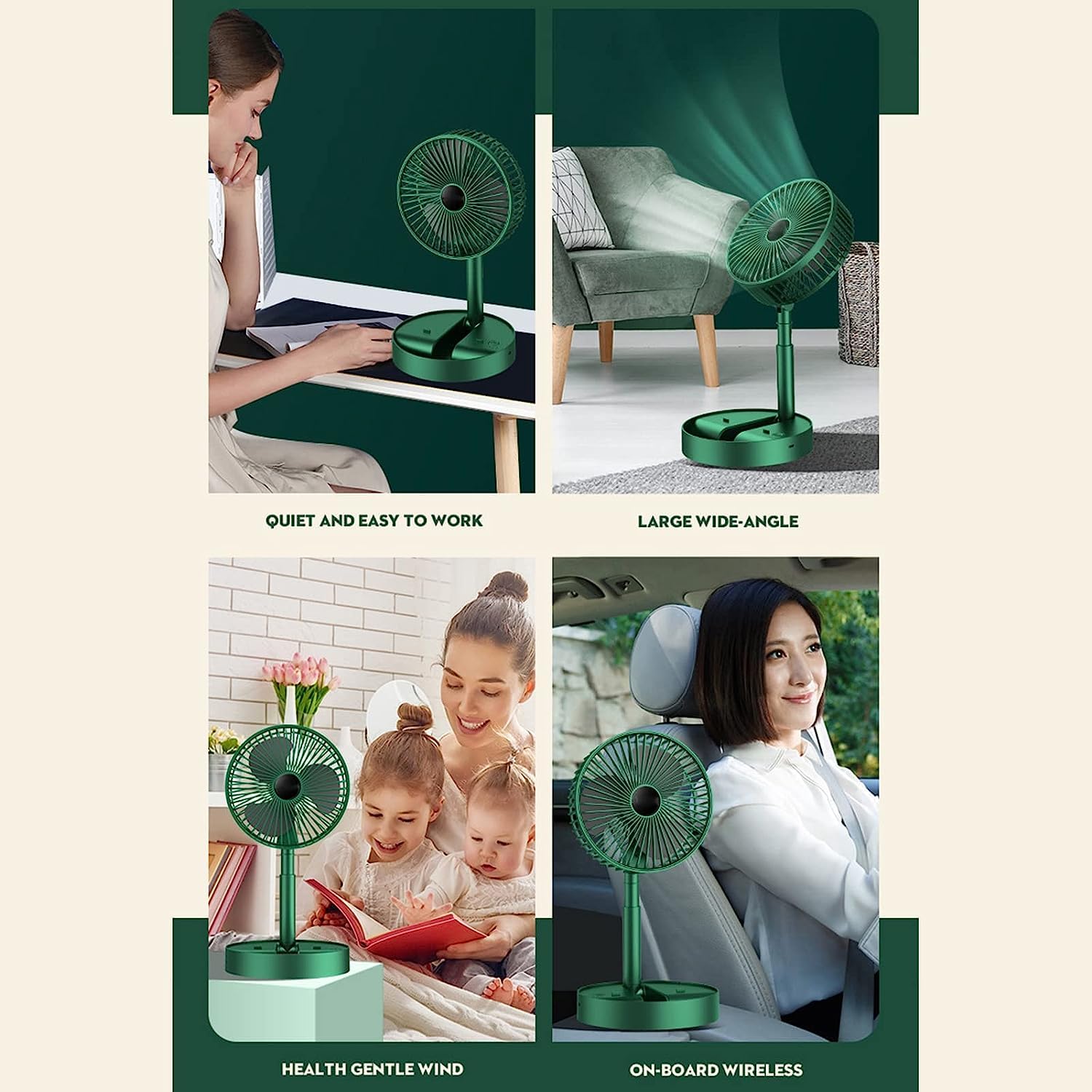 ZUMAHA Ventilatore Portatile Mini Ventilatore a 3 impostazioni di velocità, Ventilatore da Tavolo Ricaricabile Tramite USB, Ventilatore Tascabile Pieghevole per uscite/Campeggio/Sport Multiuso