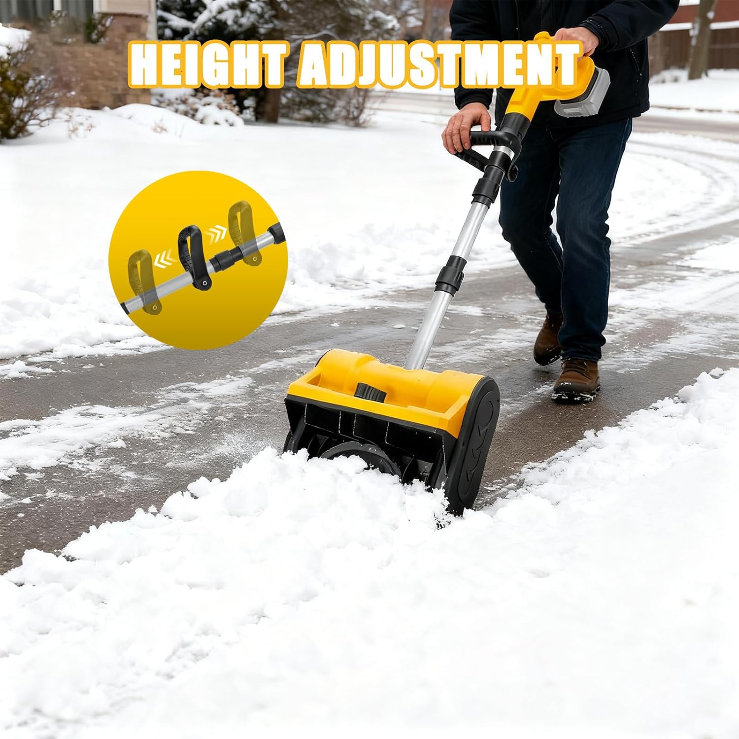 Cordless Electric Snow Shovel Compatible with Dewalt 20V Battery with Brushless Motor, 10-Inch Snow Blower with Directional Plate, Width 12.5'' Depth 6'', 26 FT Throw Distance with Handle (Tool Only)