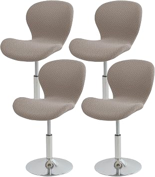 Gollense Bar Stool Covers with Backs, Set of 4 Stretch Jacquard Barstool Seat Covers, Washable Swivel Pub Counter Height Chair Slipcover Protector for Home Kitchen Cafe T-Shaped Jacquard-Khaki