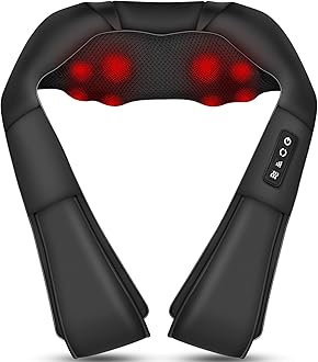 WOQQW Shiatsu Back Shouder and Neck Massager with Heat - Gifts for Women/Men/Mum/Dad - Electric Deep Tissue 4D Kneading Massager for Back, Neck and Shouer Pain Relief, Use at Home, Office, Car