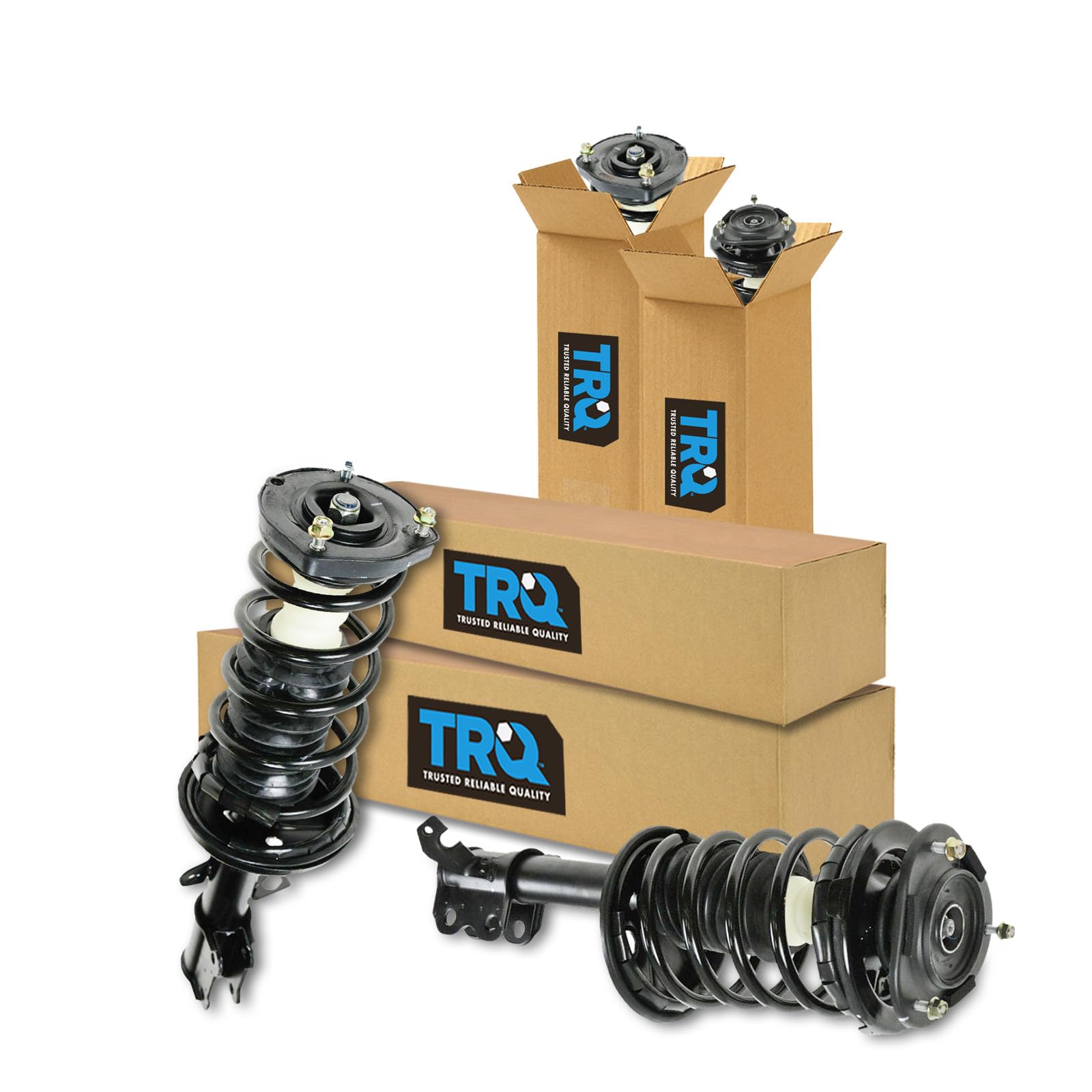 TRQ Front and Rear Strut &amp; Coil Spring Assembly Set Driver &amp; Passenger Sides Compatible with 98-02 Chevrolet Prizm 93-97 Geo 93-02 Toyota Corolla