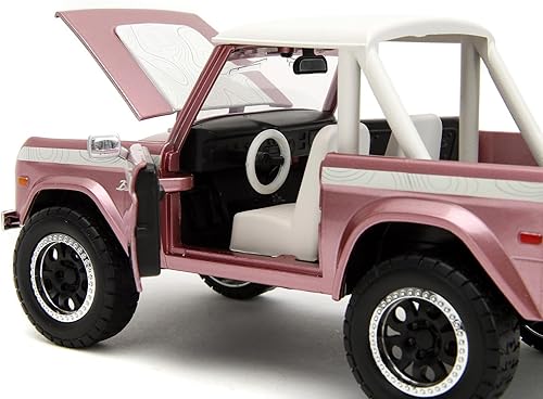 Miniatura 4 de 1973 Bronco Pink Metallic con tapa blanca y gráficos Pink Slips Series 124 Modelo de coche fundido a presión por Jada 34896
