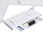 ETHU Keyboard Tray for Corner Desk - Under Desk Keyboard Shelf with C-Clamp, 26.8" x 11.8" Keyboard Tray with Soft-Close Sliding for L-Shaped Desks up to 1.57" Thick, Oak