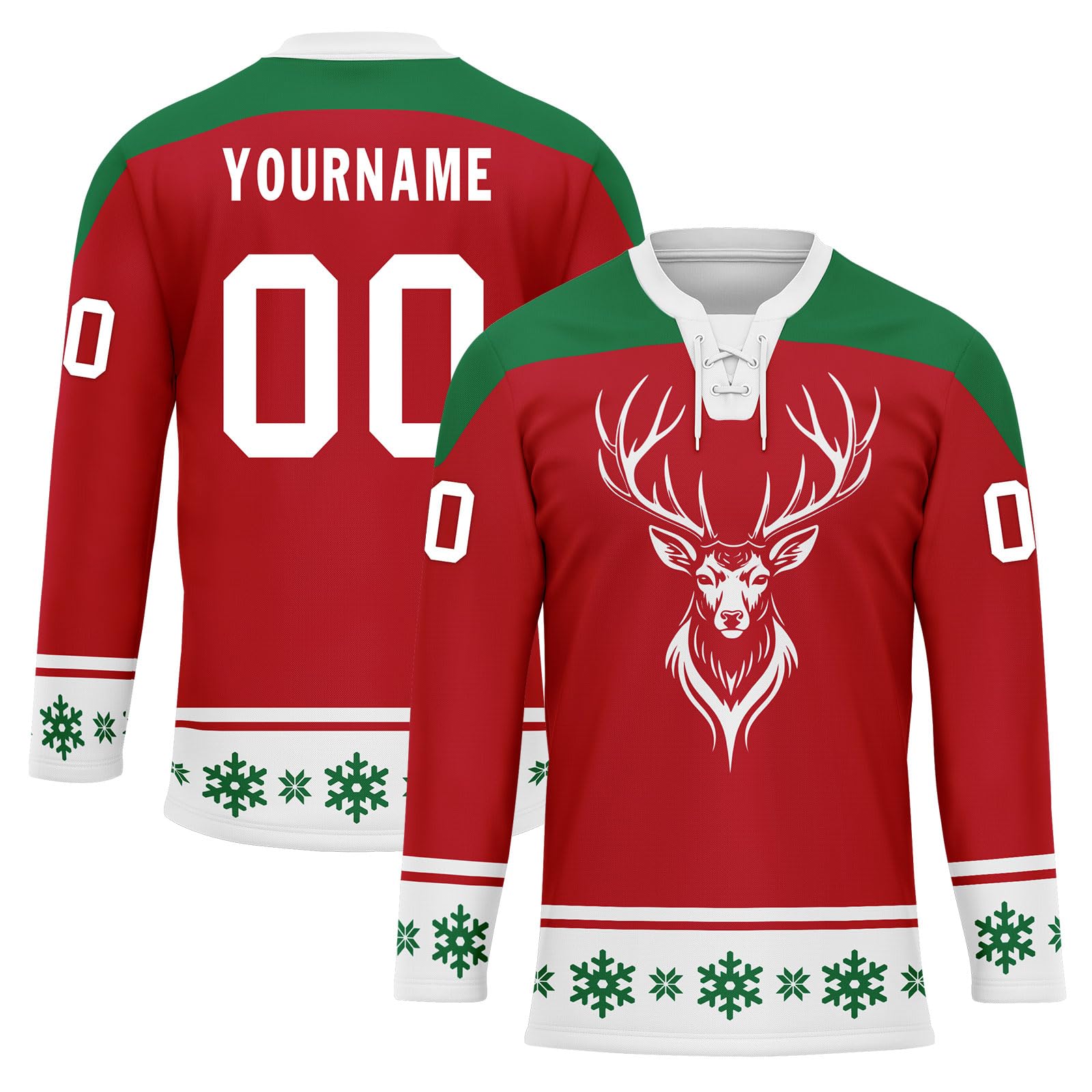 Custom Christmas Hockey Jersey for Men Women Youth, Santa Claus Ice Hockey Practice Uniform Sports Training Outfit