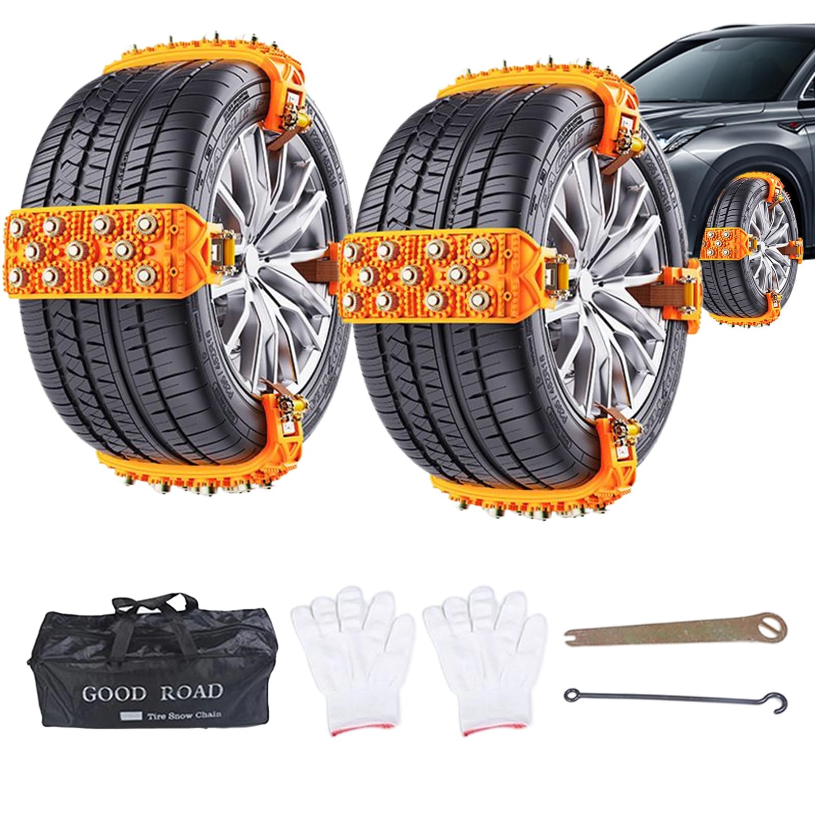 Chaînes à neige - Chaînes à pneus antidérapantes de 36 pouces à installation en 5 secondes | Traction en métal TPU | Pour 165-265mm roue voiture SUV remorque tondeuse à gazon hiver neiges boue sable g