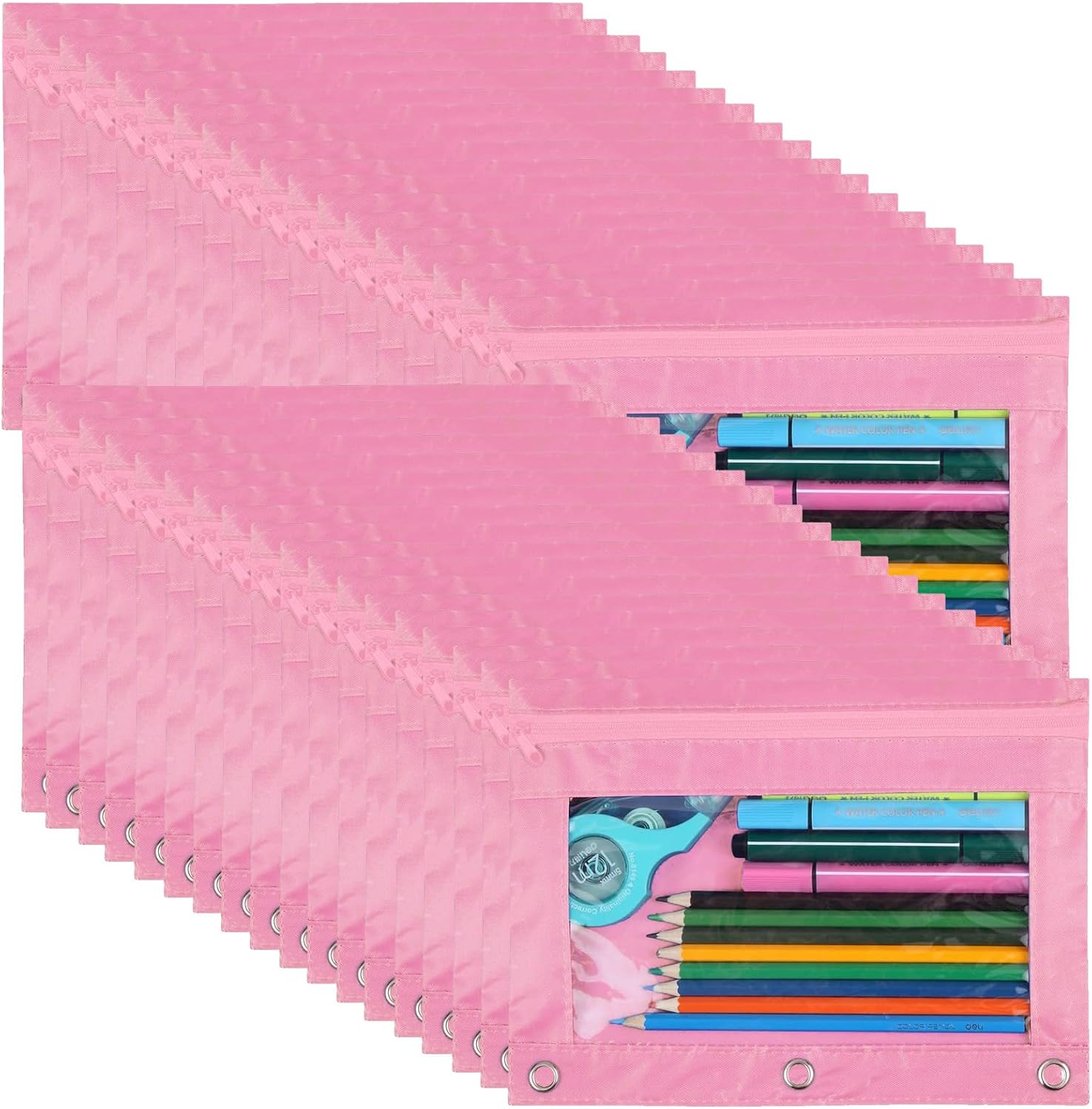 YoeeJob 36 Pack Zipper Pencil Pouches for 3 Ring Binder