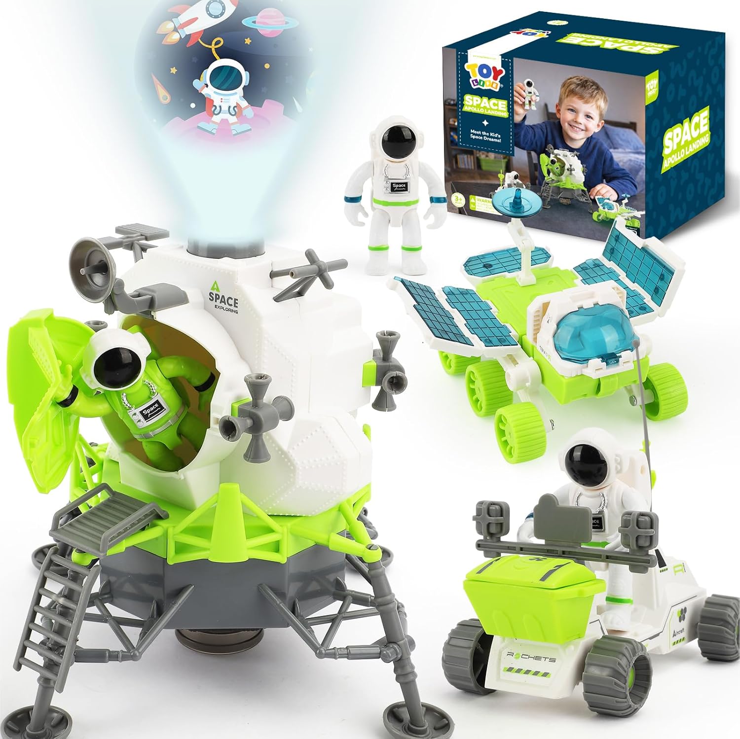 TOY Life Lunar Space Toy for Kids 3-5, Rocket Ship Toy with Astronaut Toys, Space Adventure Rocket Set, Spaceship Toys for Kids, Rocketship Toys for Boys and Girls 5-8, Space Toys