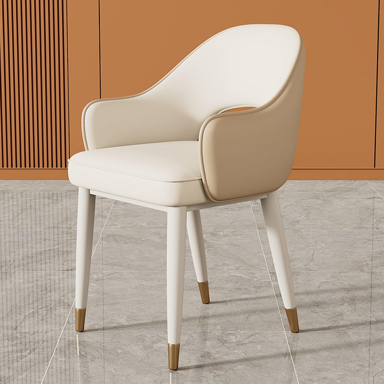 Chaise de salle à manger design en similicuir avec pieds en métal de style moderne