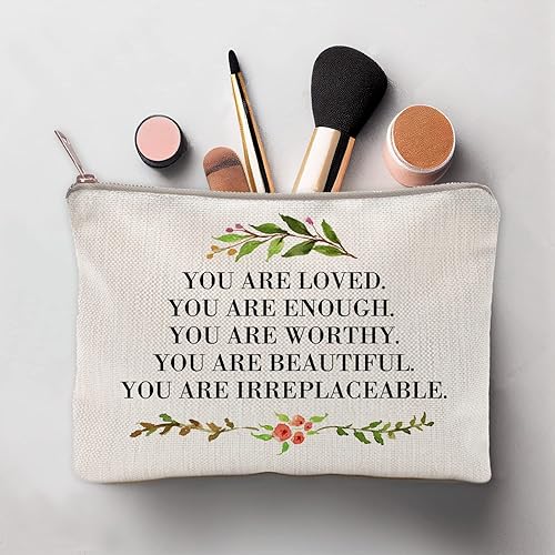 Miniatura 4 de Eres Amada Eres Suficiente Estuche de Maquillaje Autoestima Bolsa de Cosméticos Bolsa de Aseo Afirmación Positiva Regalo Citas Motivacionales Regalo