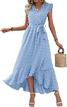 BTFBM Women V Neck Summer Dress 2026 Cap Sleeve Swiss Dot Boho Flowy Ruffle Slit Beach Party Long Maxi Cocktail Dresses