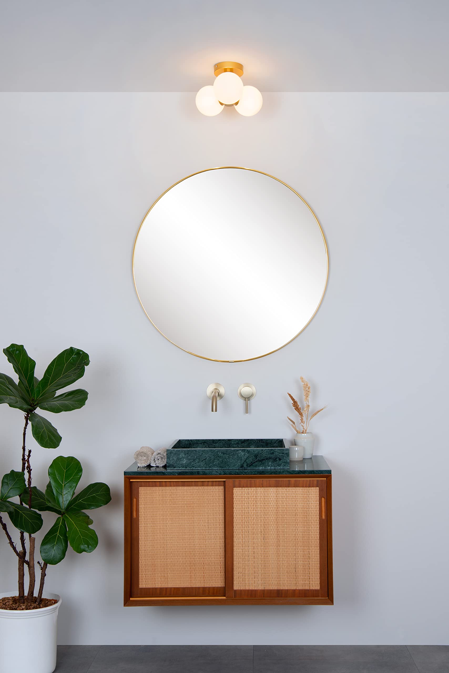 LUCIDE TRUDY - Plafonnier Salle de bains - Ø 28 cm - 3xG9 - IP44 - Or Mat/Laiton