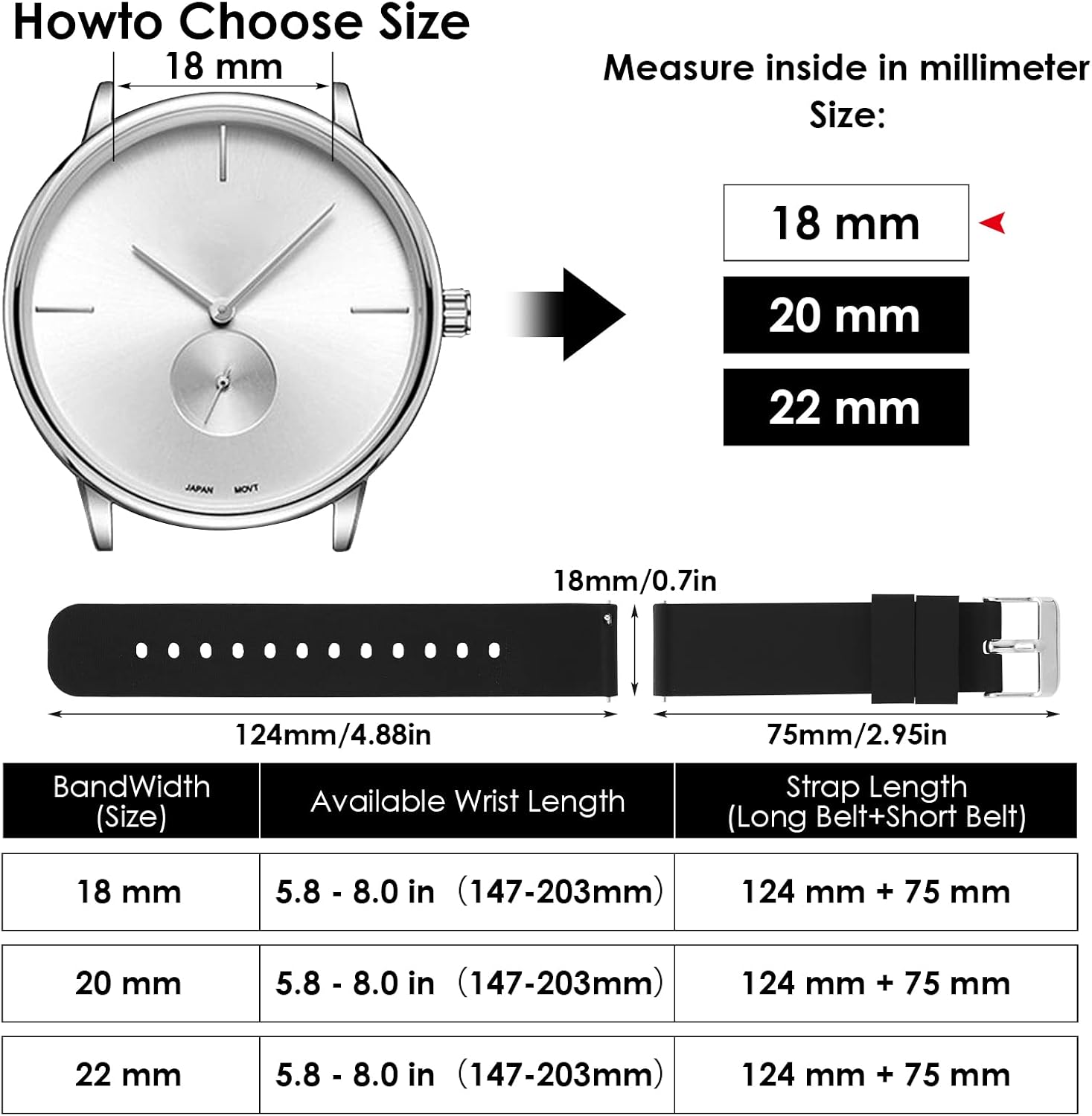 cobee Silicone Watch Bands, Quick Release Watch Band with Stainless Steel Buckle, Waterproof Soft Rubber Watch Strap Compatible with Smart Watch Sport Watch for Men Women image 2